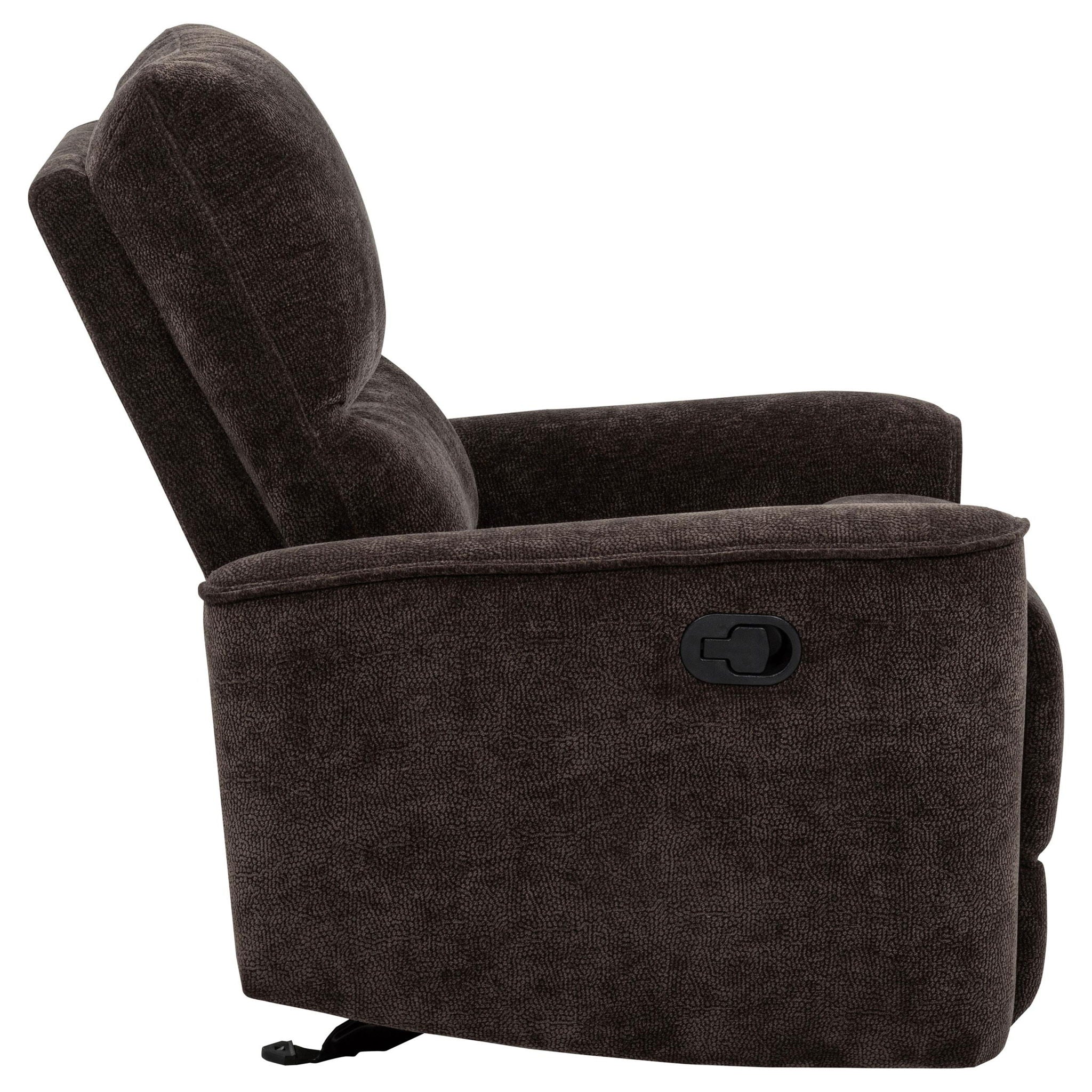 Navarro Chenille Upholstered Glider Recliner Dark Brown