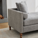 Upholstered Chaise Lounge Indoor With Nailheads, Sleeper Sofa Couch With 4 Throw Pillows & 2 Bolsters, Daybed With Rubberwood Legs