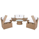 10 Piece Outdoor Sectional Half Round Patio Rattan Sofa Set