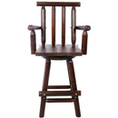 Rustic Bar Stool, Fir Wood Construction, Wide Armrest