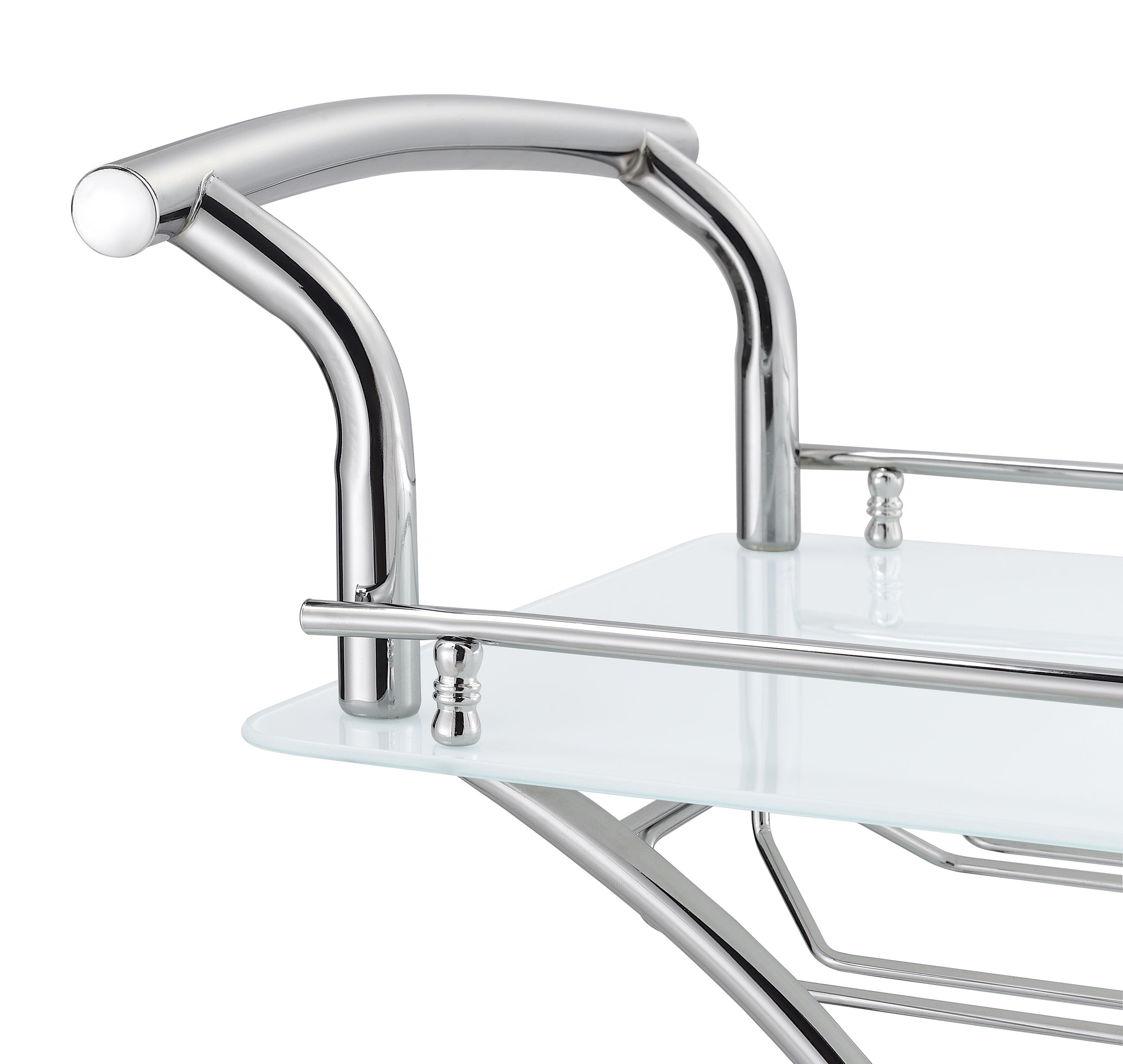 Elfman 2-tier Glass Shelf Metal Bar Cart White and Chrome — view 10