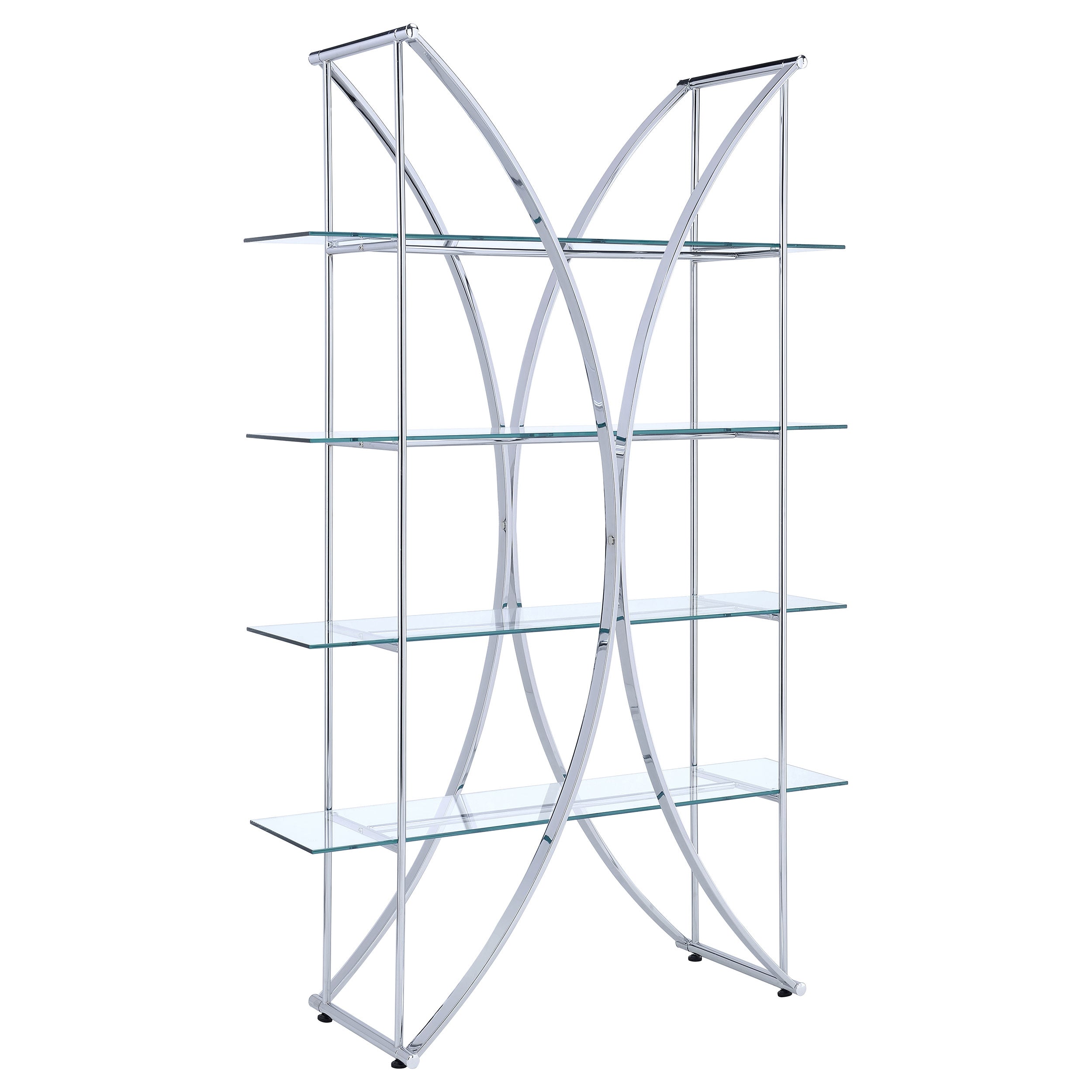 Larson 73-inch 4-shelf Glass Bookshelf Chrome — view 1