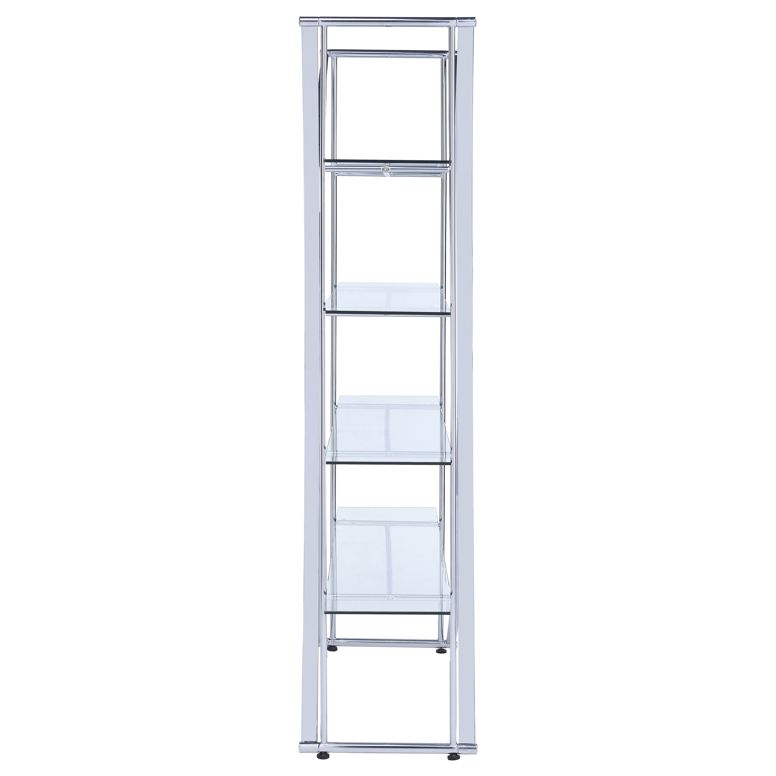 Larson 73-inch 4-shelf Glass Bookshelf Chrome — view 5