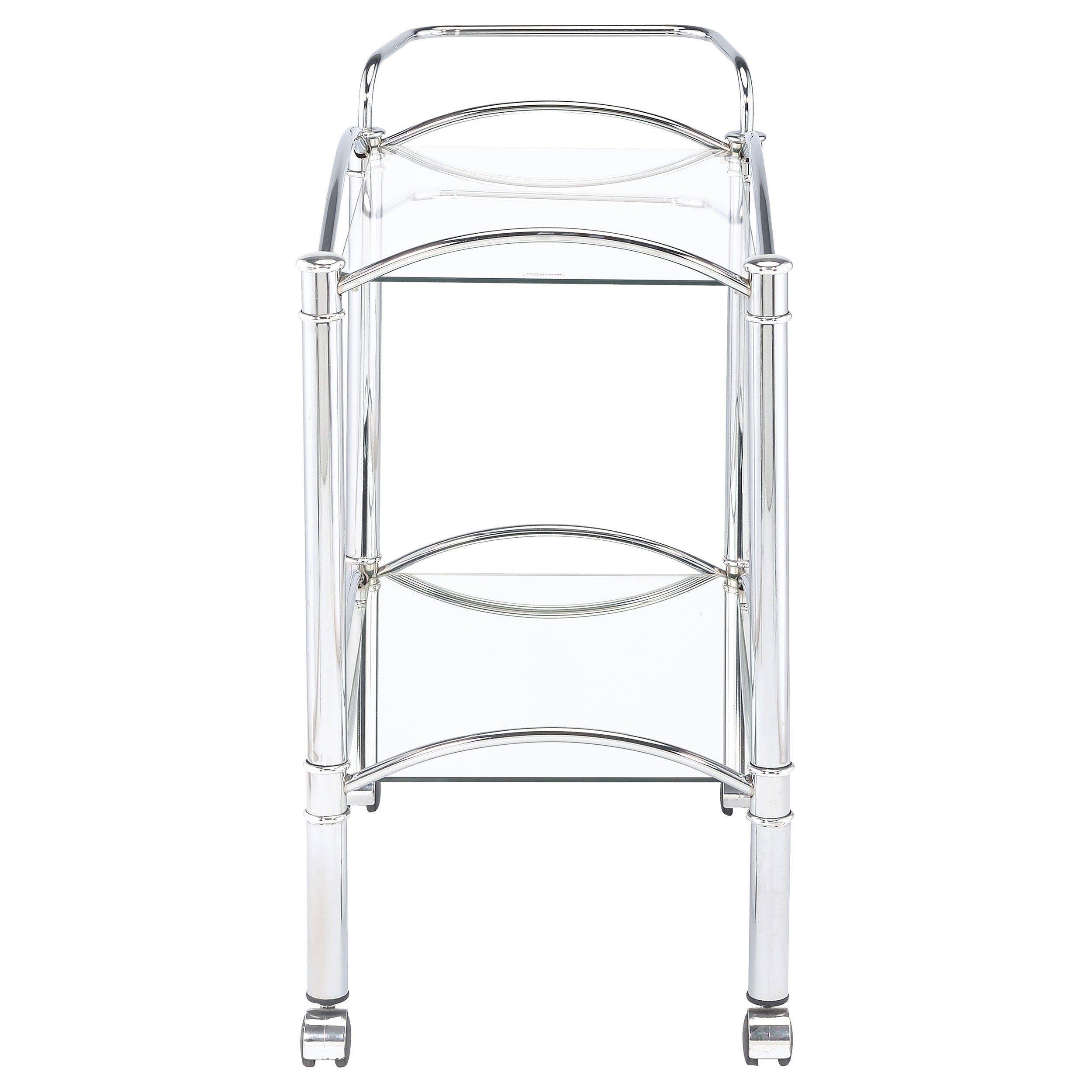 Shadix 2-tier Rectangular Glass Shelf Metal Bar Cart Chrome — view 3