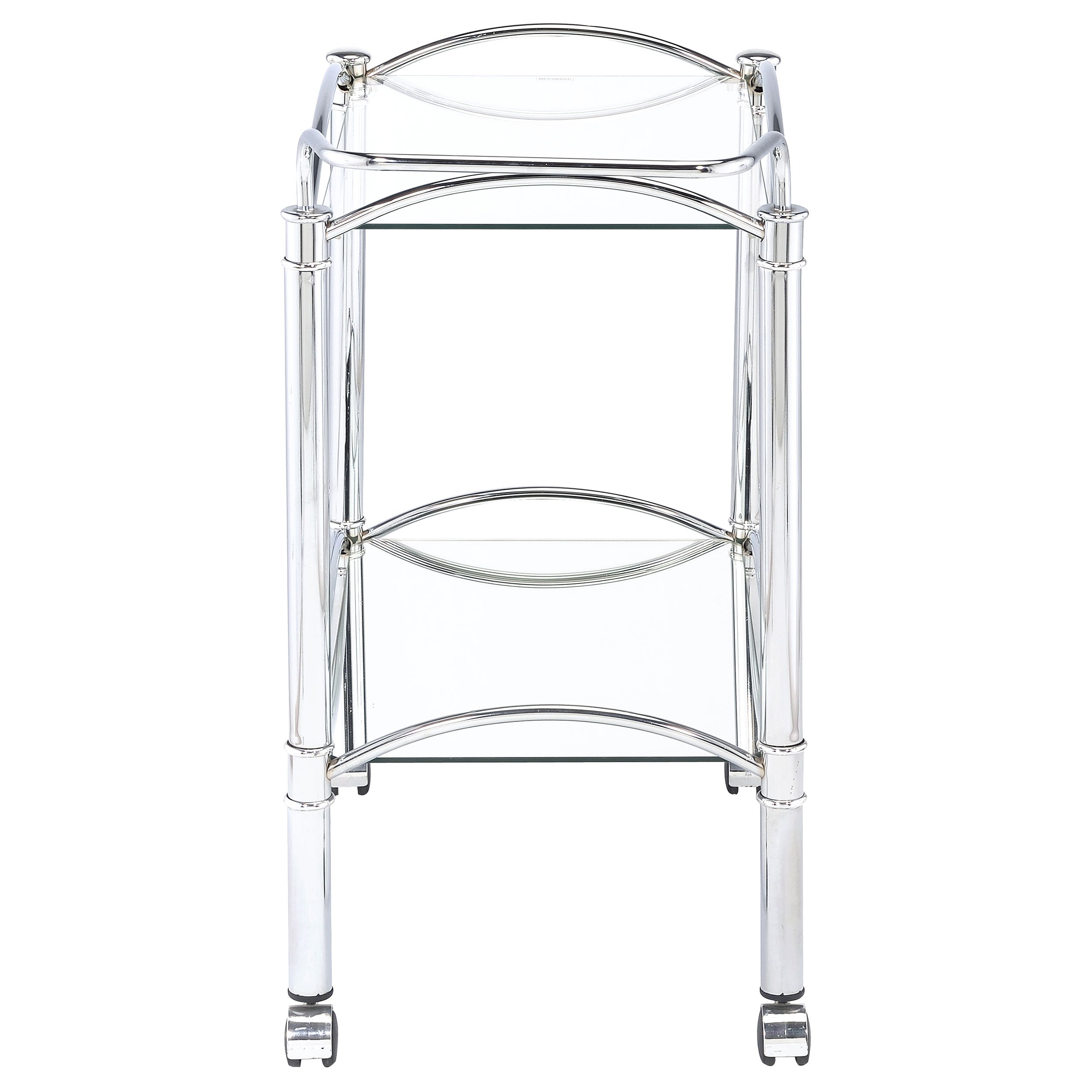Shadix 2-tier Rectangular Glass Shelf Metal Bar Cart Chrome — view 6