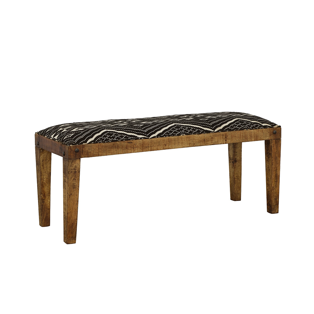 Lamont Fabric Upholstered Accent Bench Black and Natural — view 1