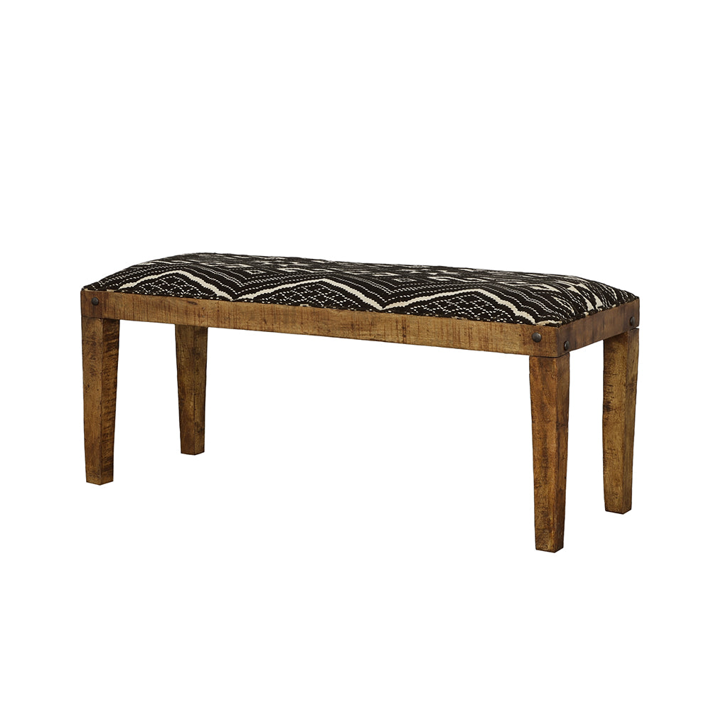 Lamont Fabric Upholstered Accent Bench Black and Natural — view 4