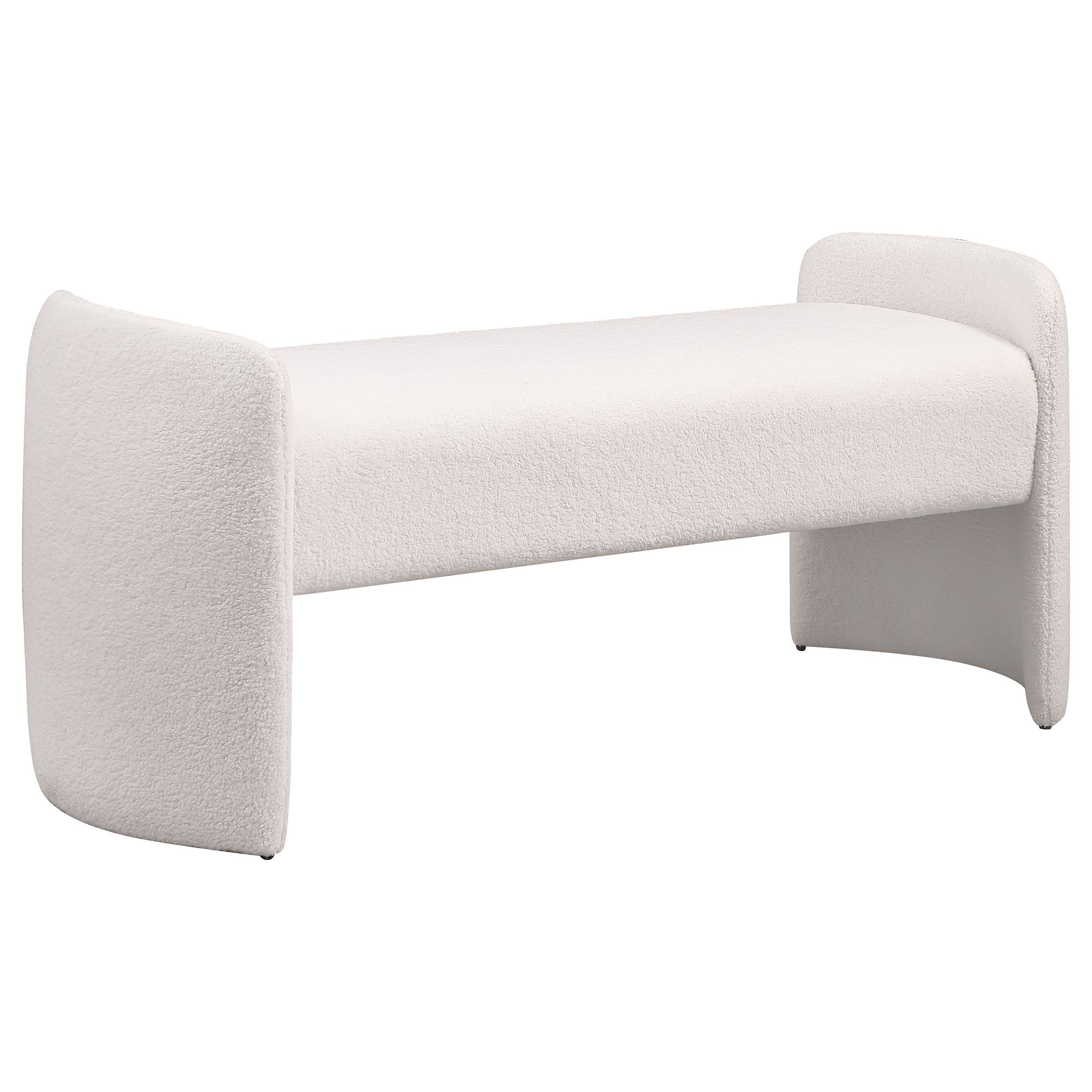 Peoria Velvet Upholstered Accent Bench Ivory — view 1
