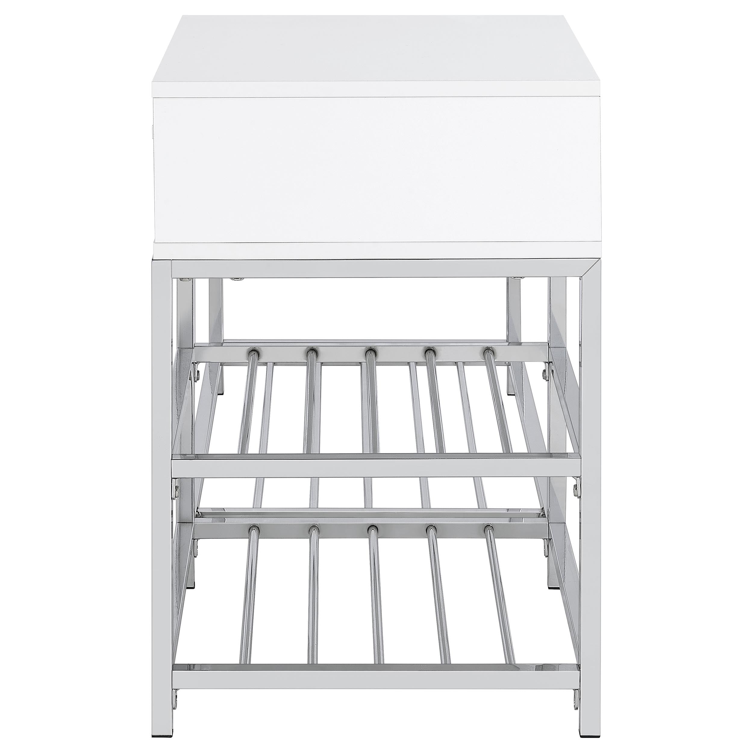 Siega 1-Drawer Shoe Storage Entryway Bench White High Gloss and Chrome — view 5