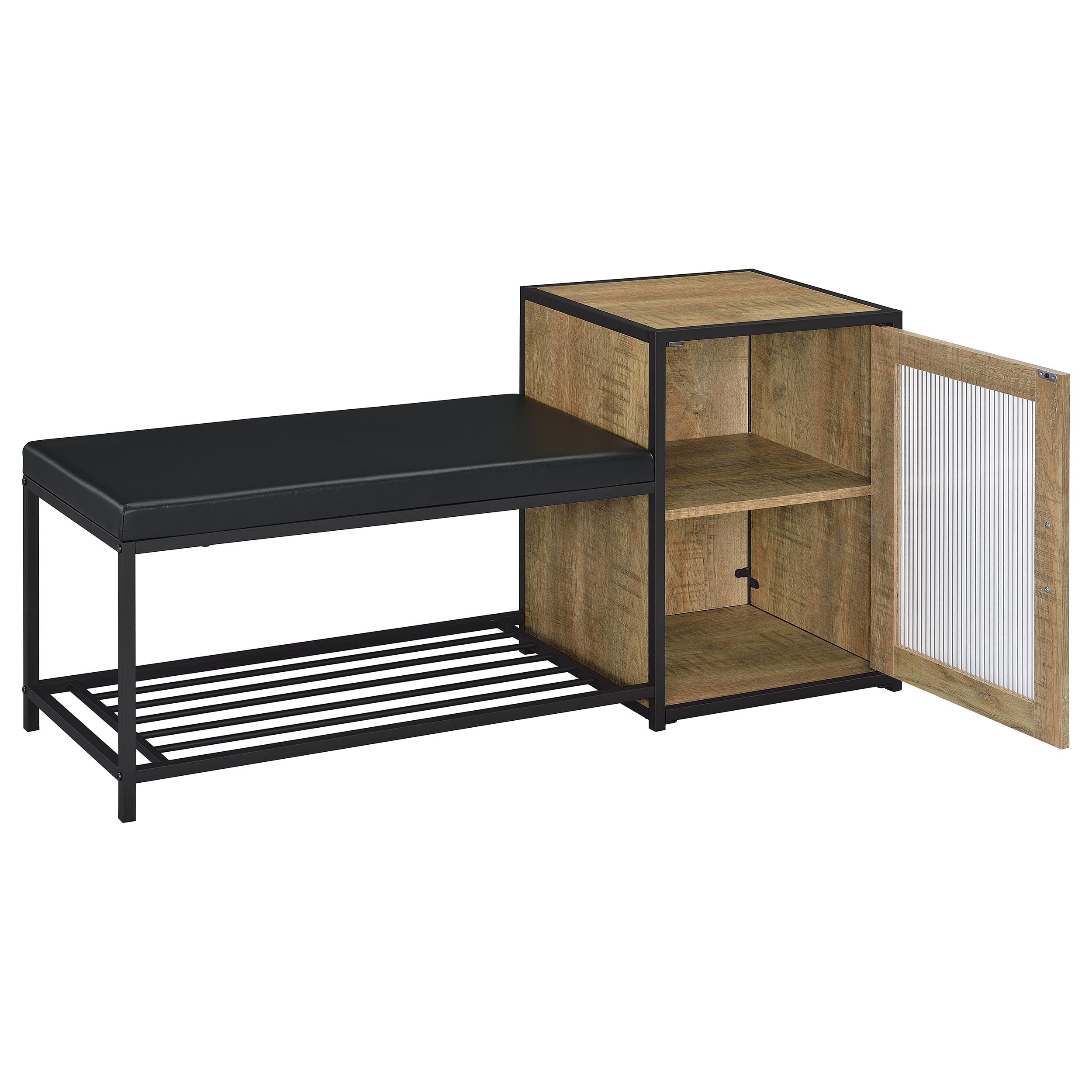 Martino Shoe Storage Entryway Bench with Cabinet Mango and Black — view 3