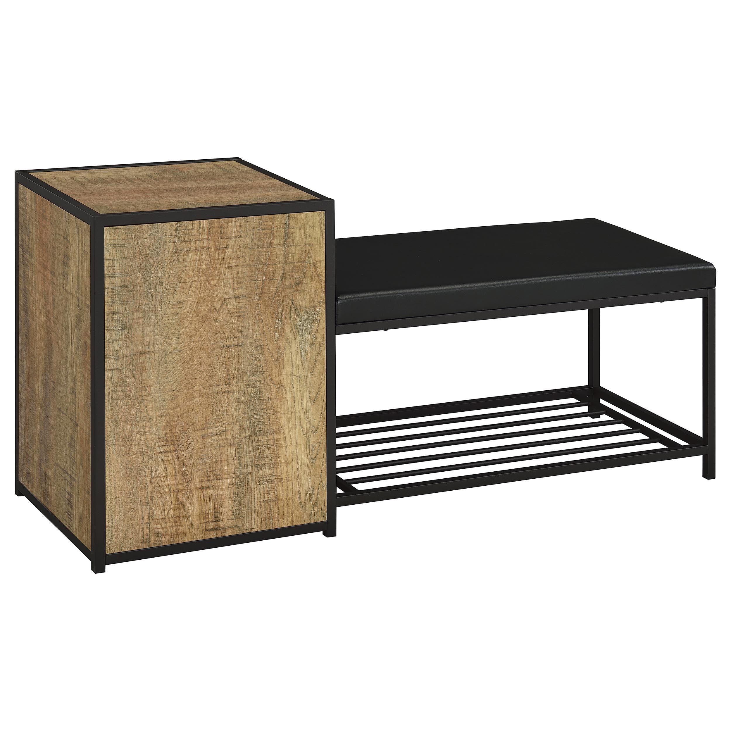 Martino Shoe Storage Entryway Bench with Cabinet Mango and Black — view 6