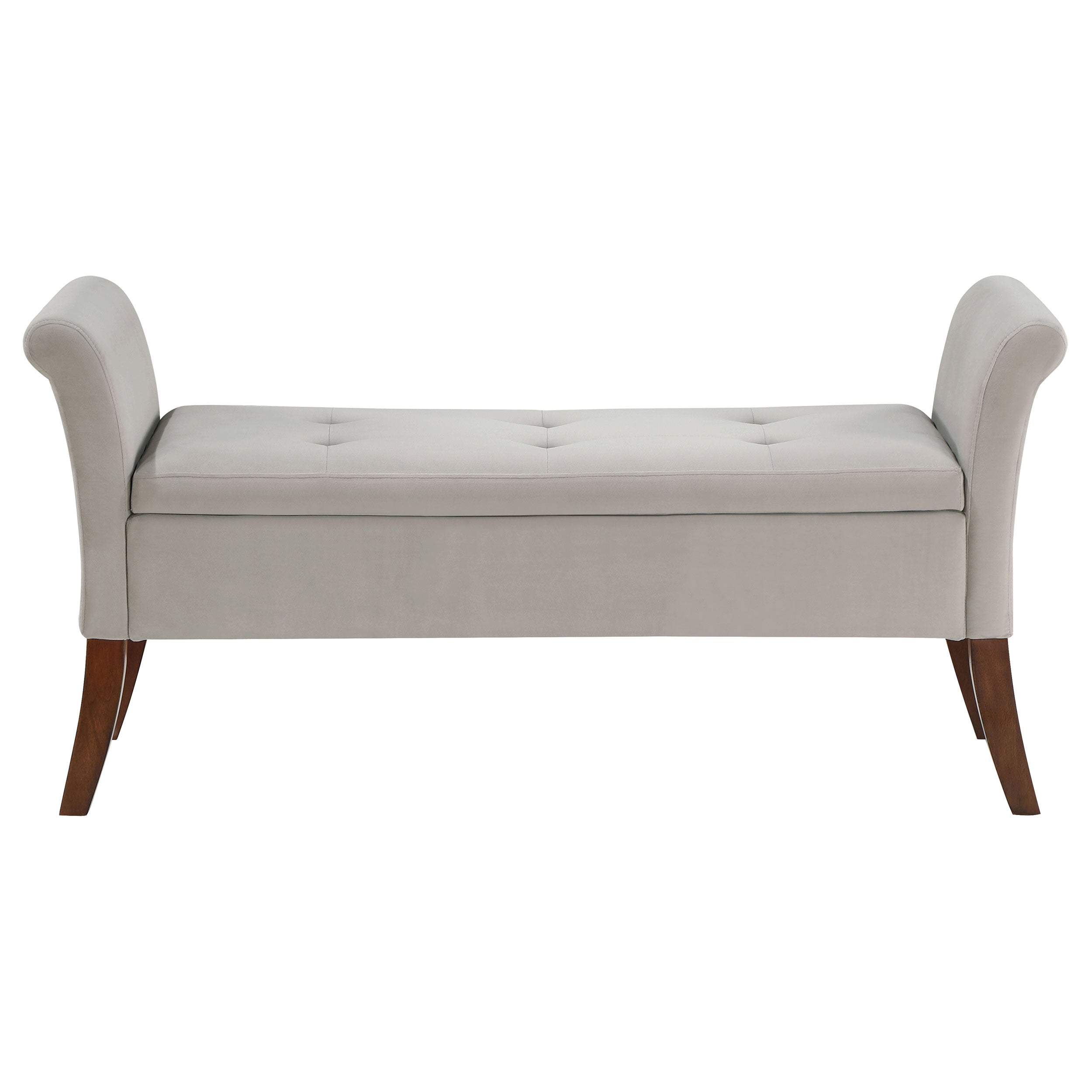 Farrah Velvet Upholstered Rolled Arm Storage Bench Beige — view 4