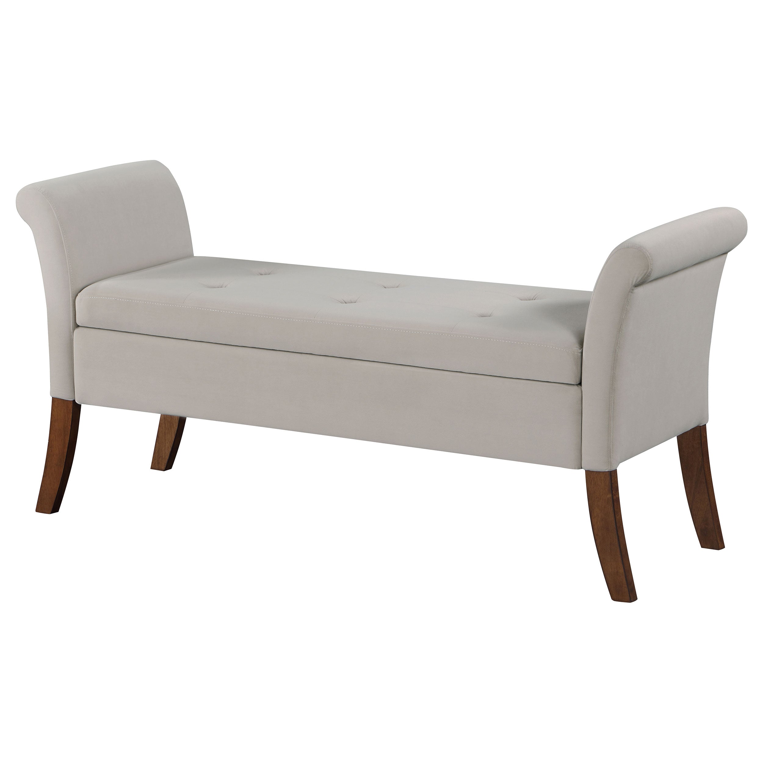 Farrah Velvet Upholstered Rolled Arm Storage Bench Beige — view 5