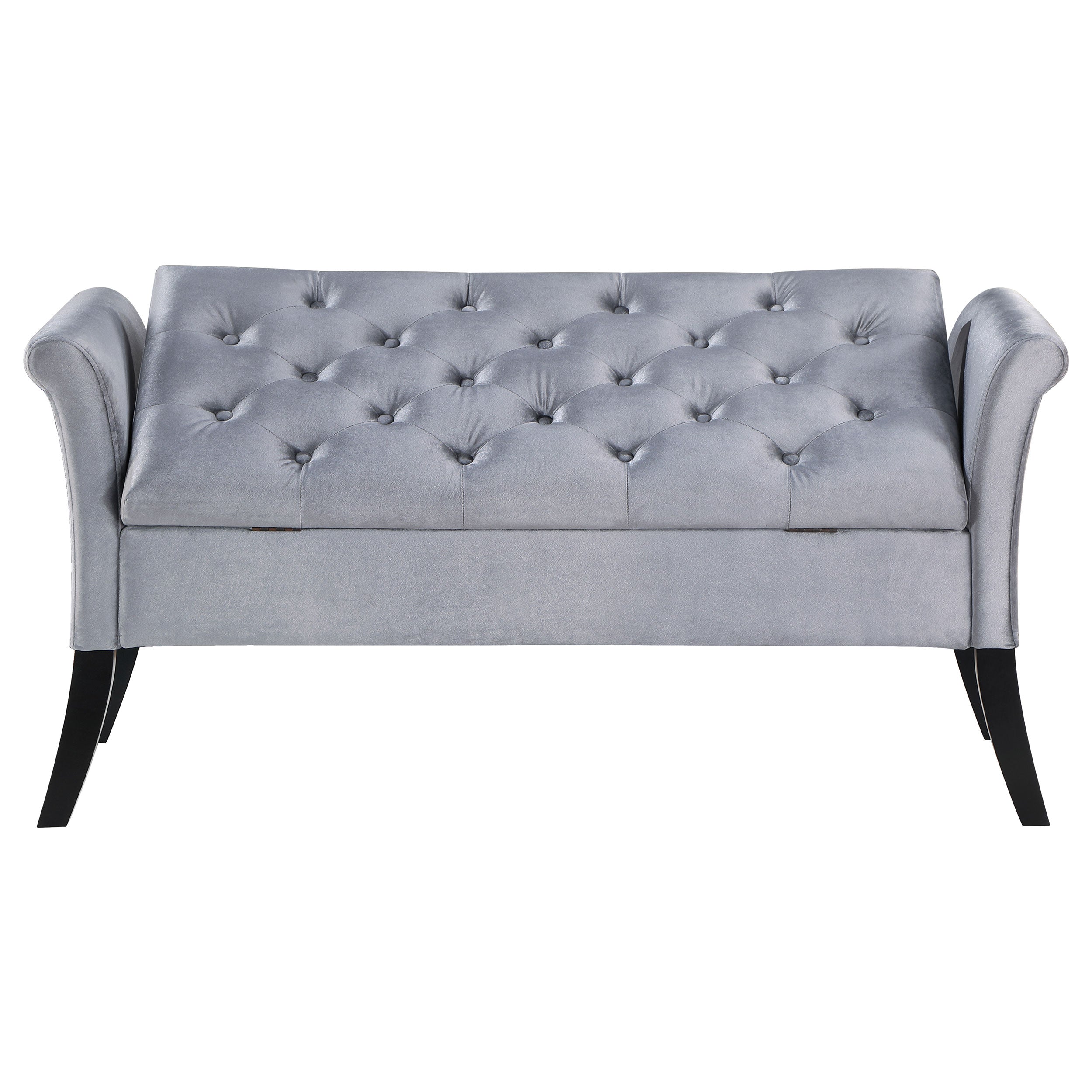 Farrah Velvet Upholstered Rolled Arm Storage Bench Silver — view 8