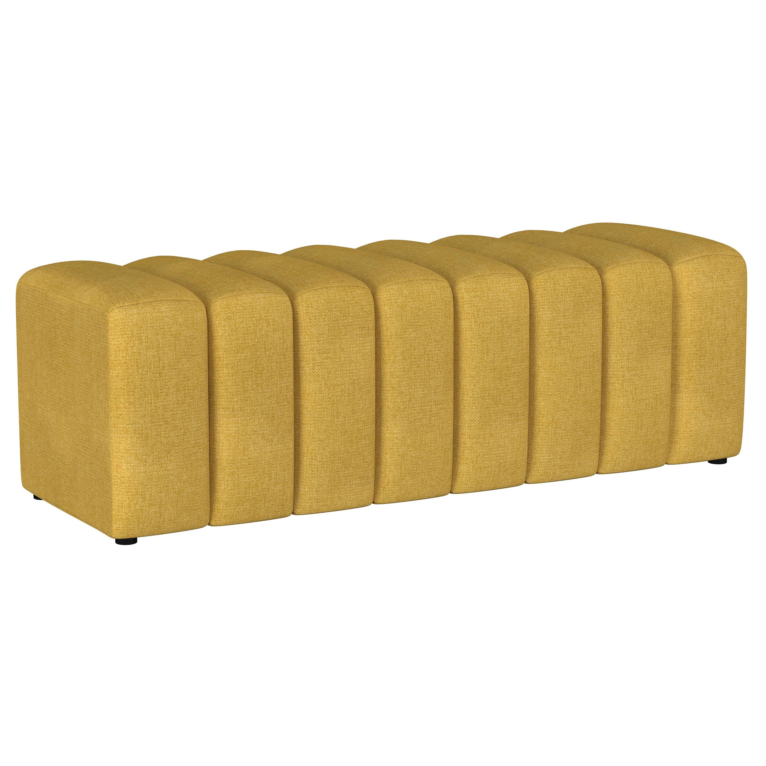 Summer Fabric Upholstered Tufted Accent Bench Mustard Yellow — view 1