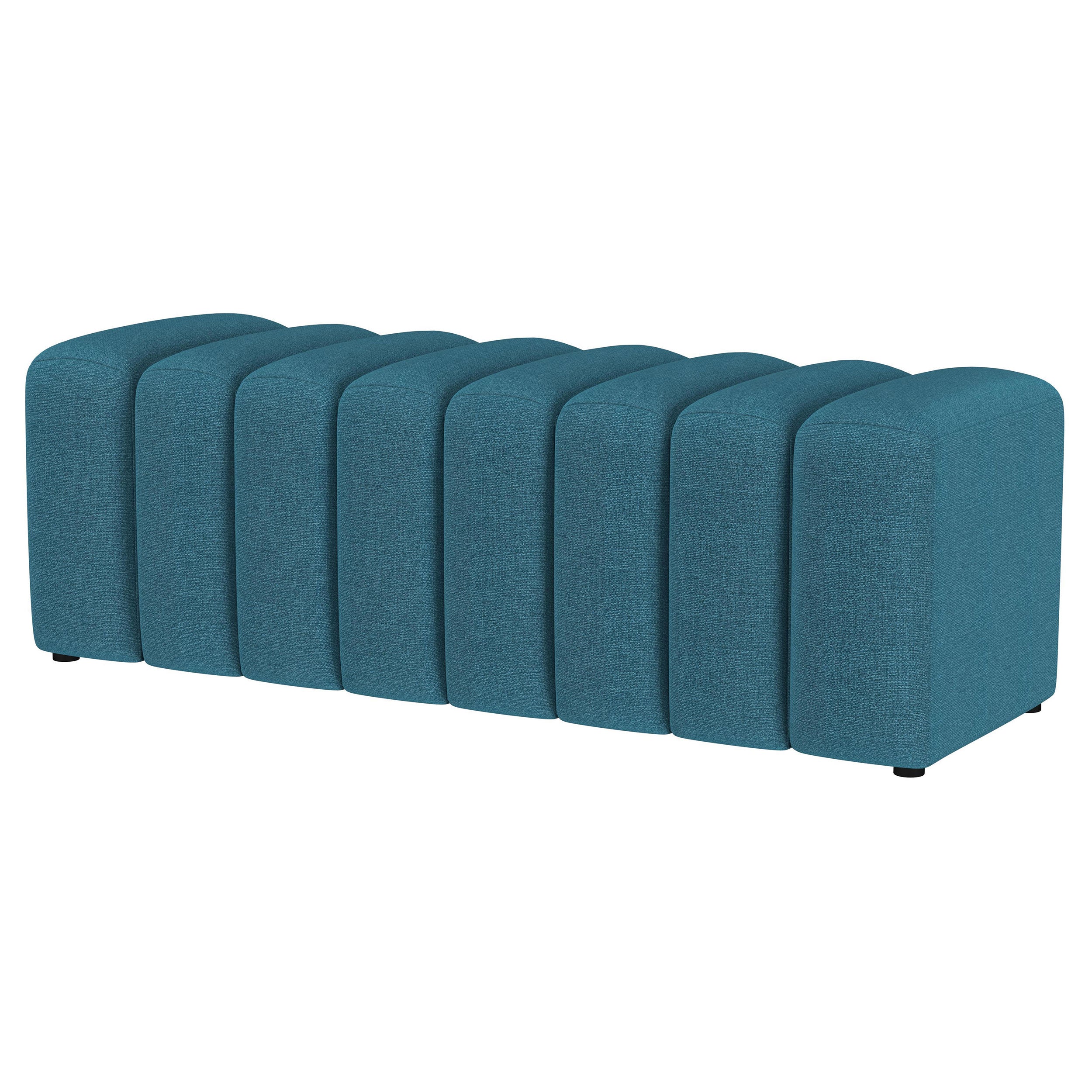 Summer Fabric Upholstered Tufted Accent Bench Peacock Blue — view 4