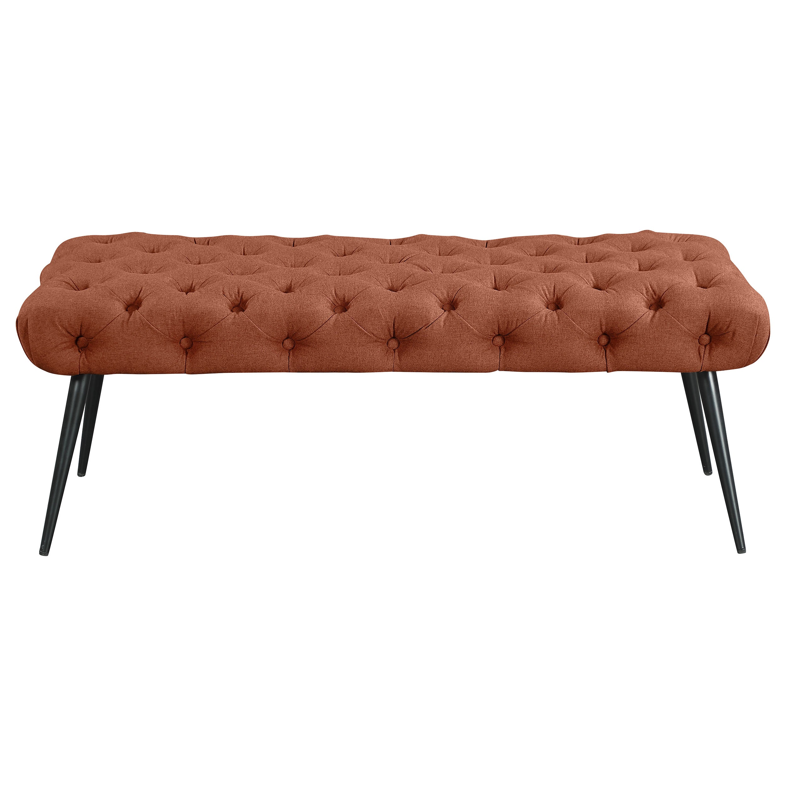Ella Upholstered Tufted Bench Metal Legs Rust — view 3