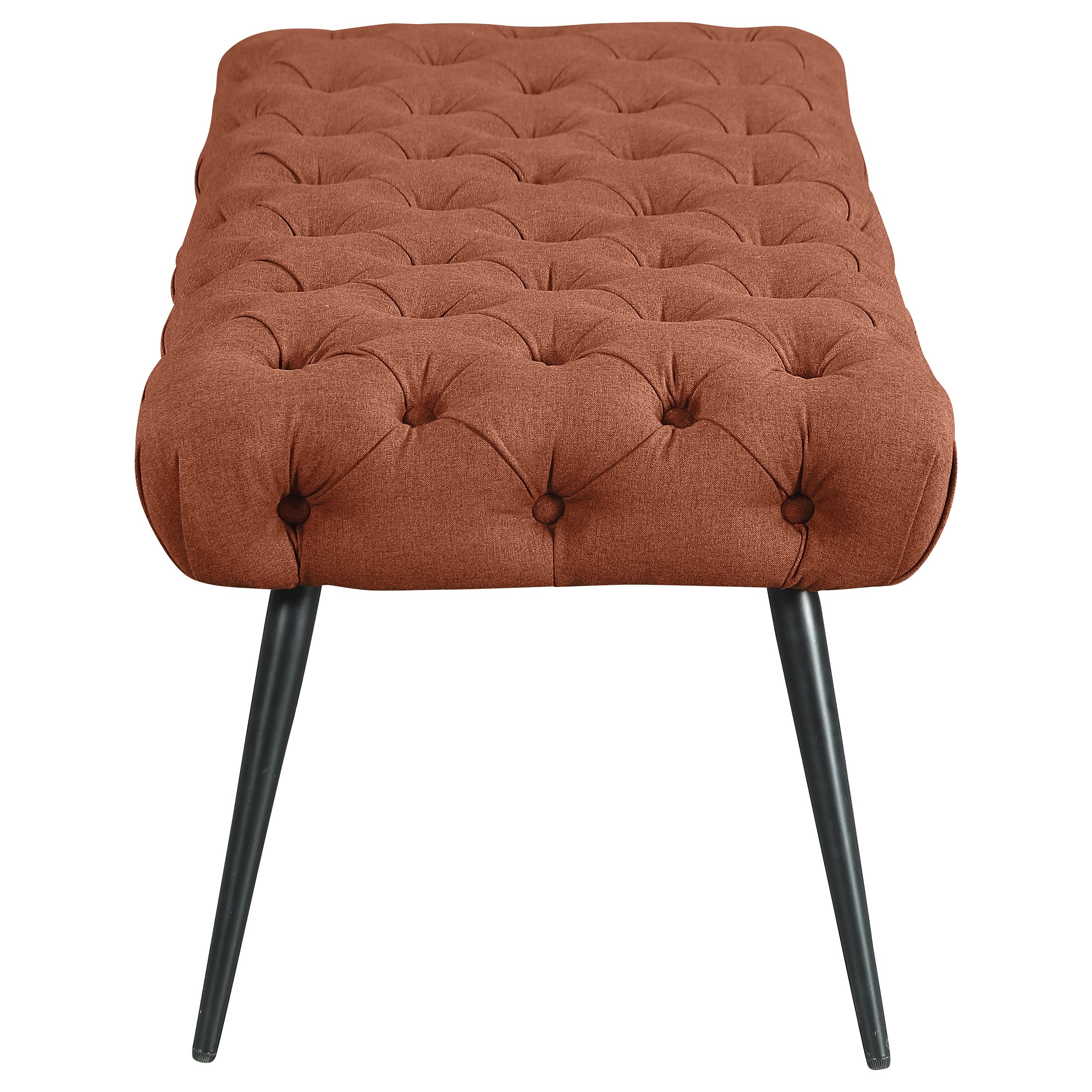 Ella Upholstered Tufted Bench Metal Legs Rust — view 4