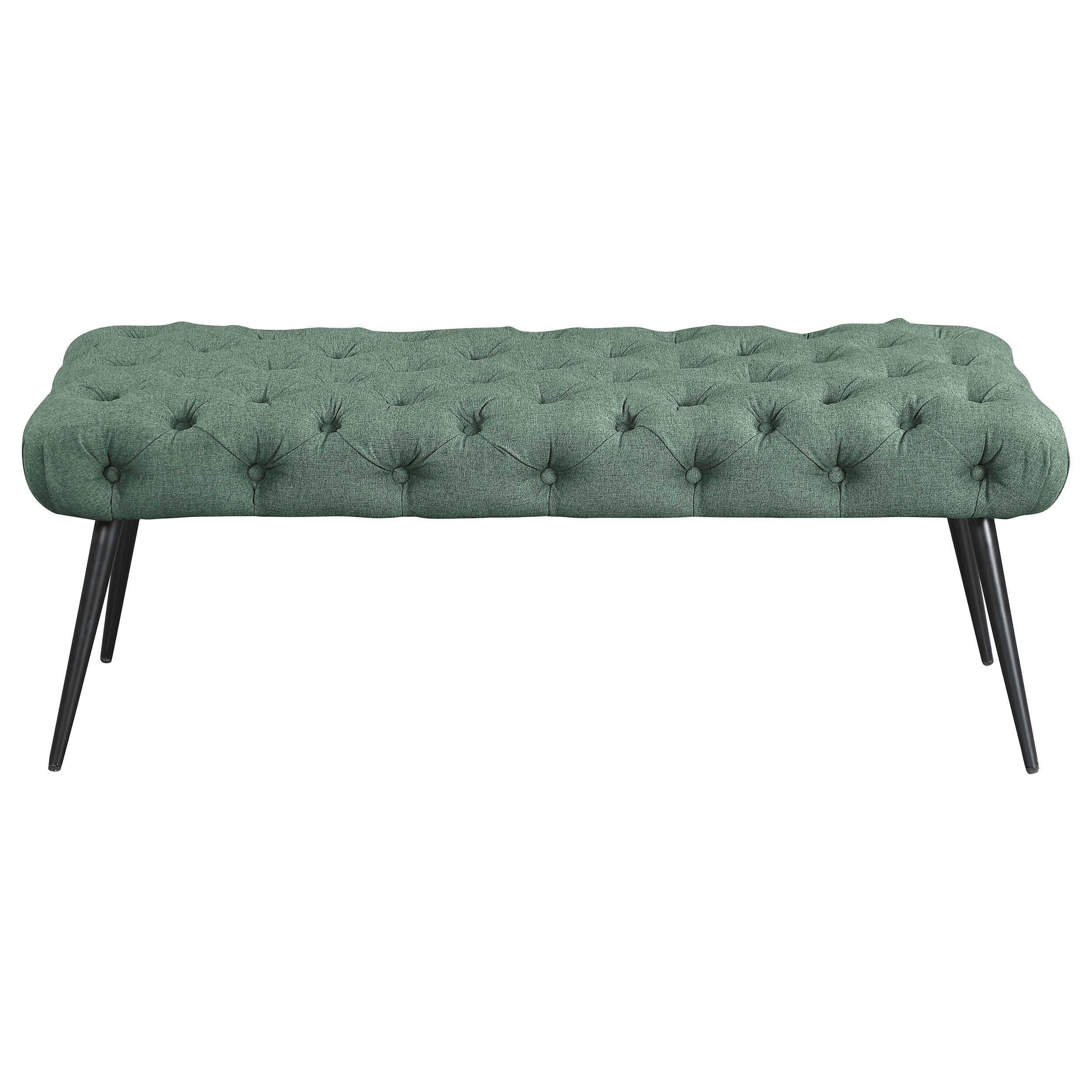 Ella Upholstered Tufted Bench Metal Legs Teal — view 3