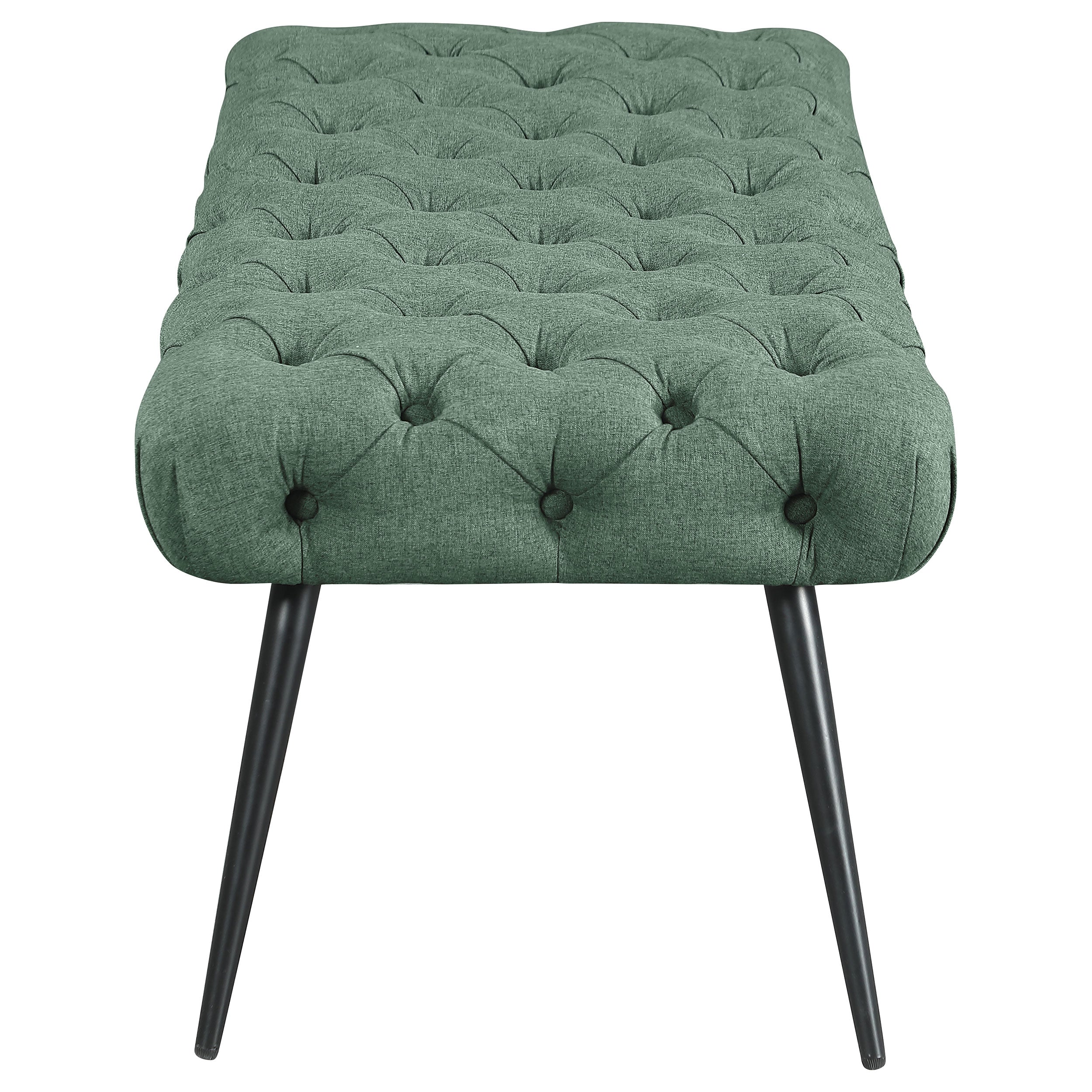 Ella Upholstered Tufted Bench Metal Legs Teal — view 4