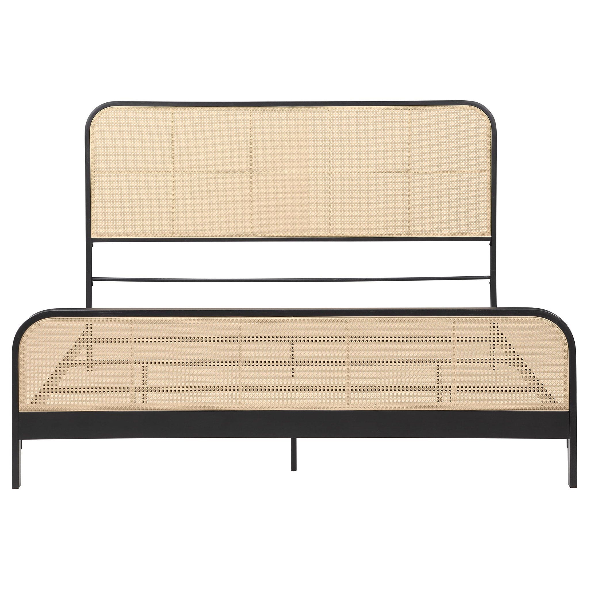 Lanewood Open Cane Webbing Metal Eastern King Bed Black