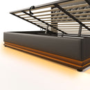 Upholstered Bed, 360 Surround LED Function, Remote Control, Hydraulic Storage Bed With USB, Type-C Charging (Without Mattress)