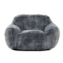 Living Room Bean Bag Sofa Chair With Memory Foam Fillings, Soft Upholstered Bean Bag Armchair - Black / Gray