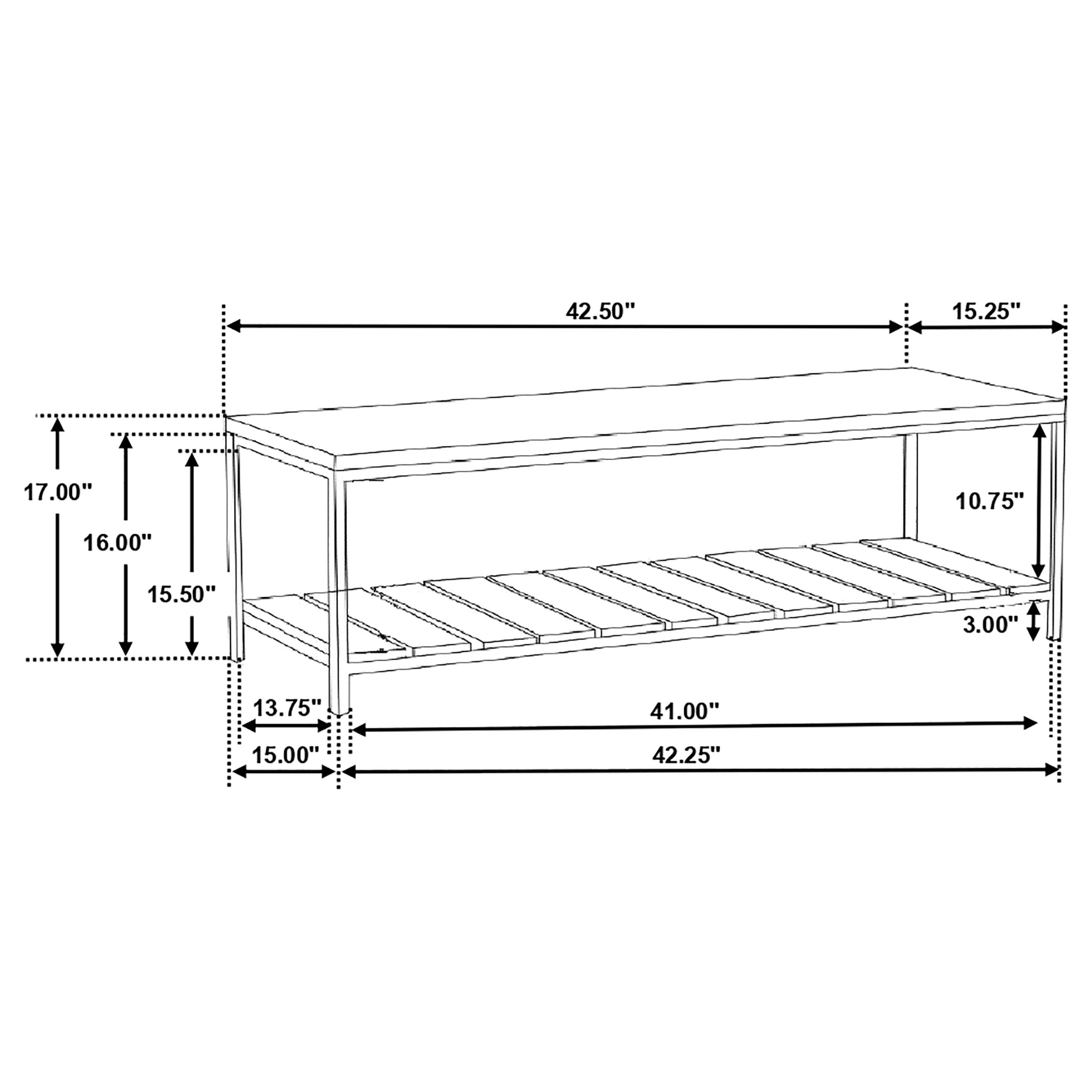 Gerbera Wood Accent Bench with Shelf Natural and Gunmetal — view 4