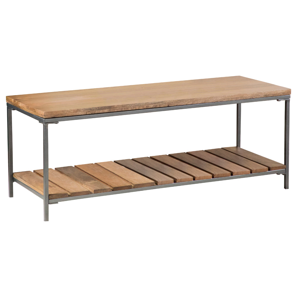 Gerbera Wood Accent Bench with Shelf Natural and Gunmetal — view 1