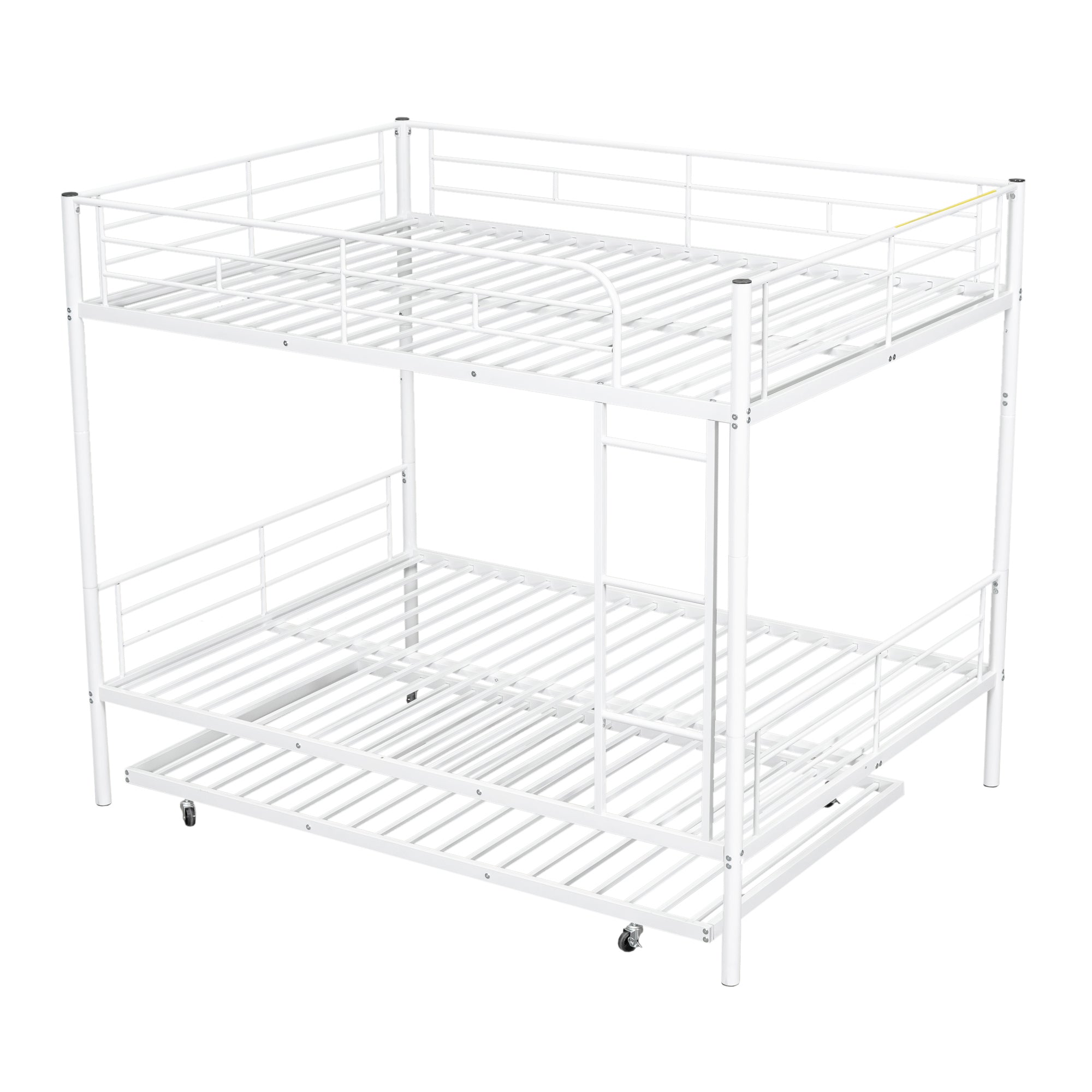 Full Over Full Metal Bunk Bed with Trundle, White - Atlantic Fine Furniture Melbourne FL