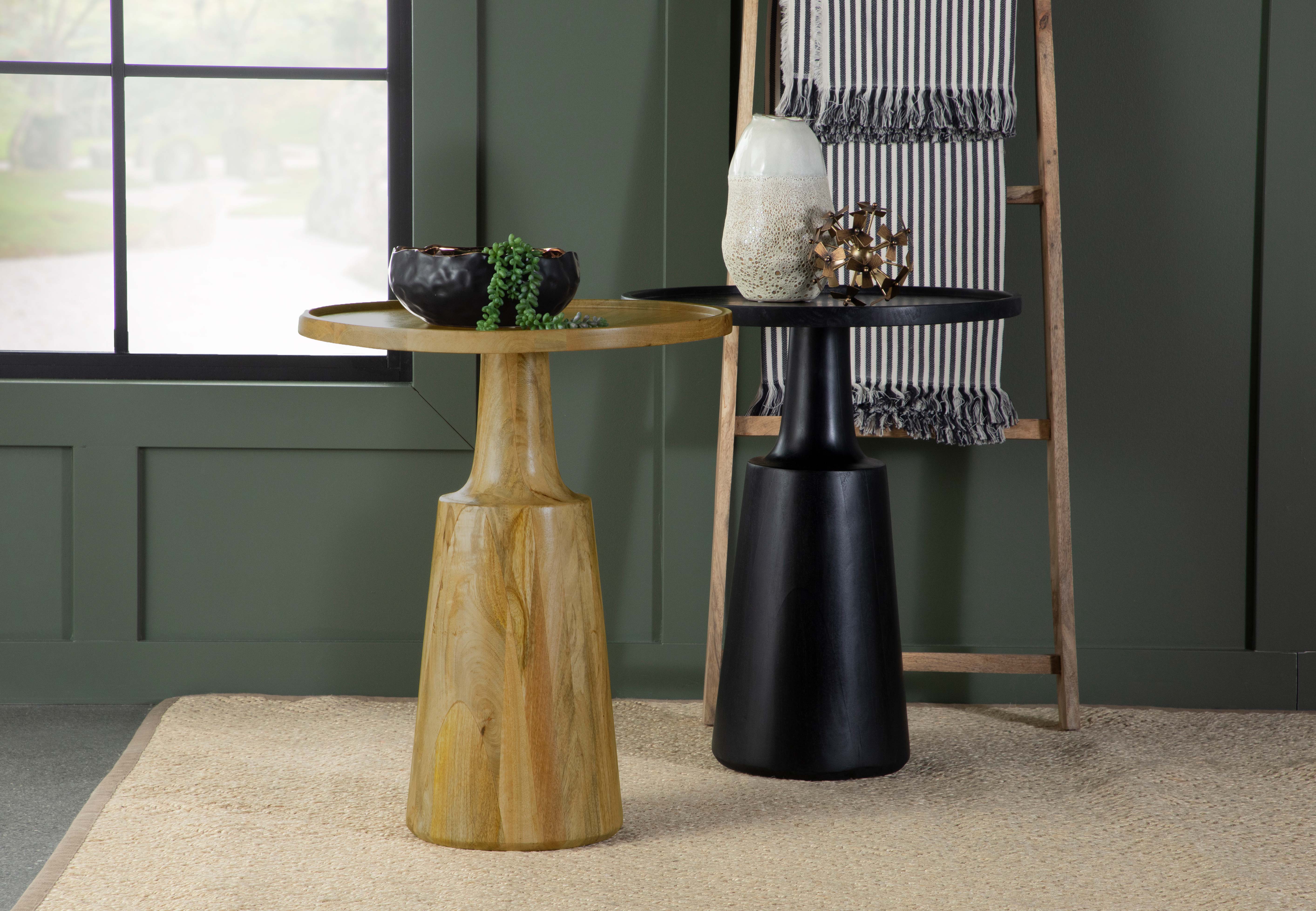 Ixia Round Solid Mango Wood Accent Side Table Natural — view 6