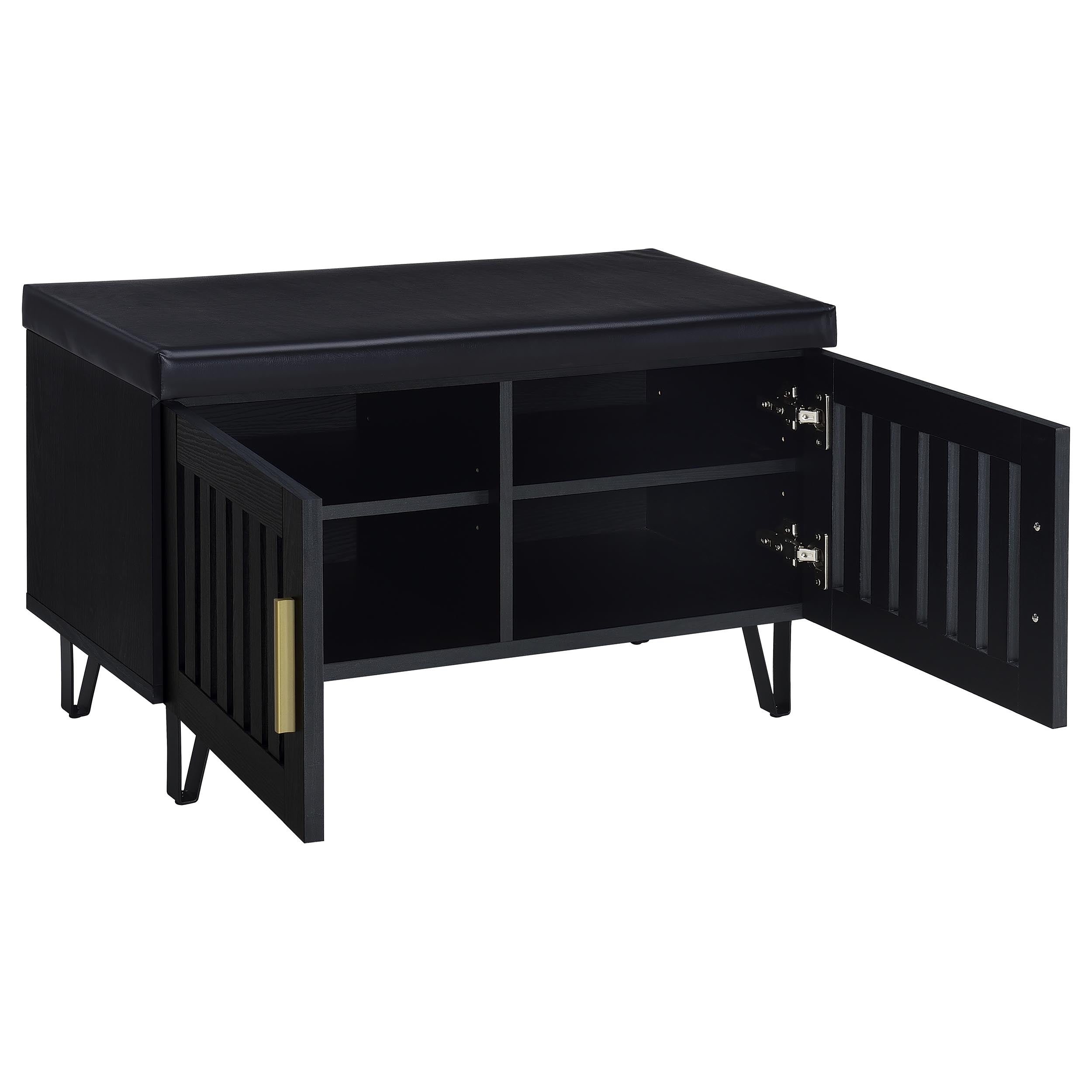Brixton 2-door Padded Entryway Shoe Storage Bench Black — view 3
