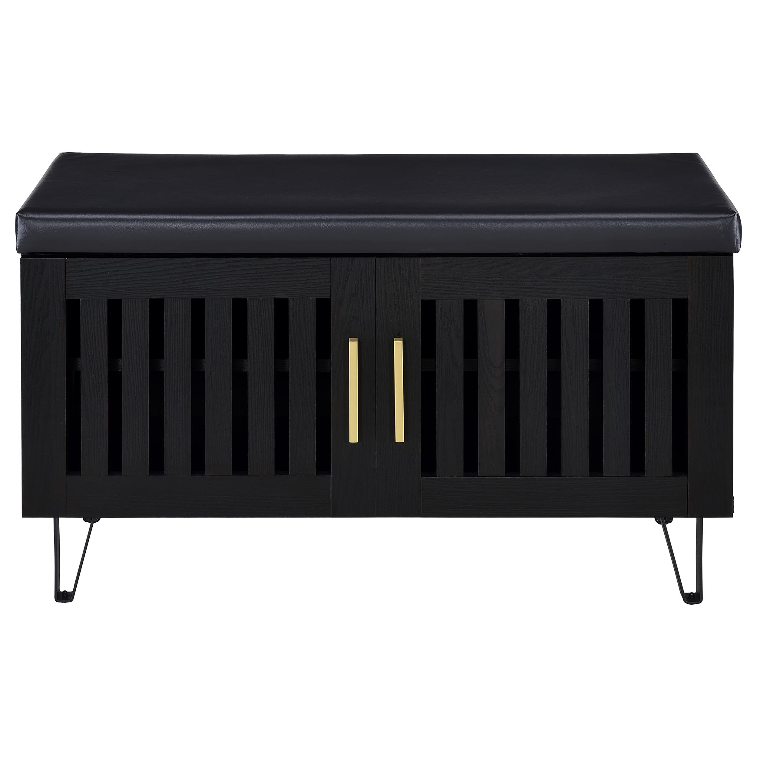 Brixton 2-door Padded Entryway Shoe Storage Bench Black — view 4