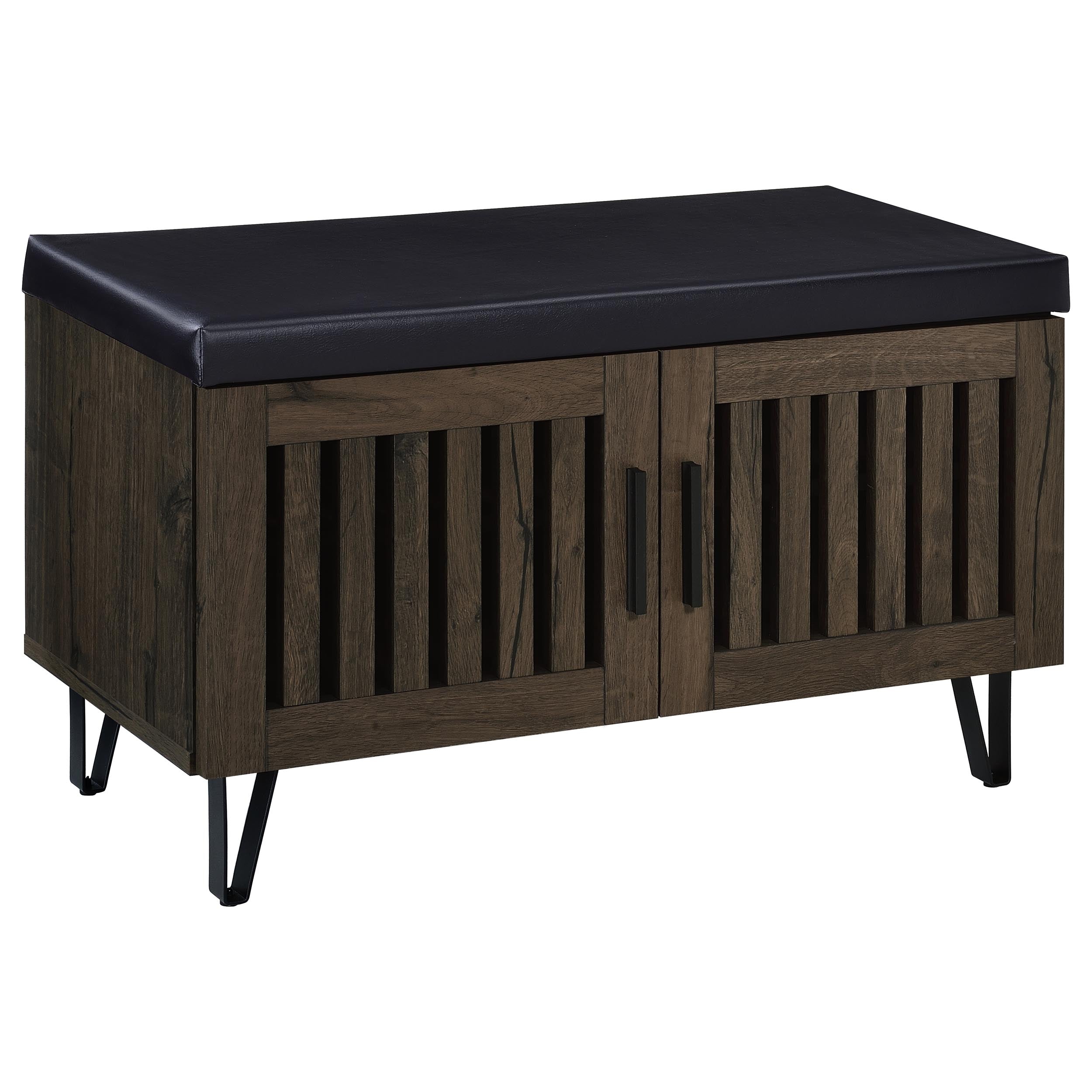 Brixton 2-door Padded Entryway Shoe Storage Bench Smoked Oak — view 1