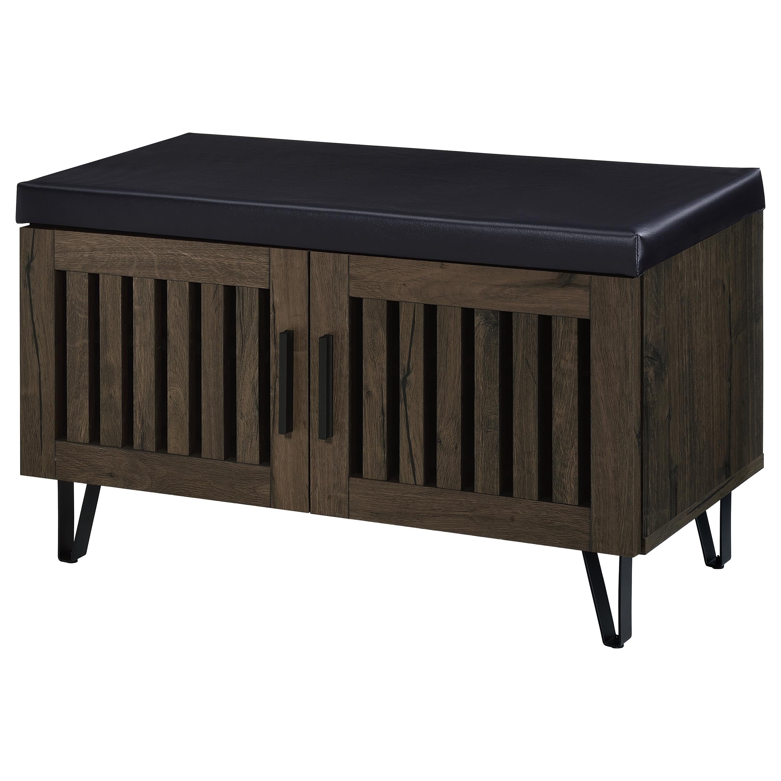 Brixton 2-door Padded Entryway Shoe Storage Bench Smoked Oak — view 5