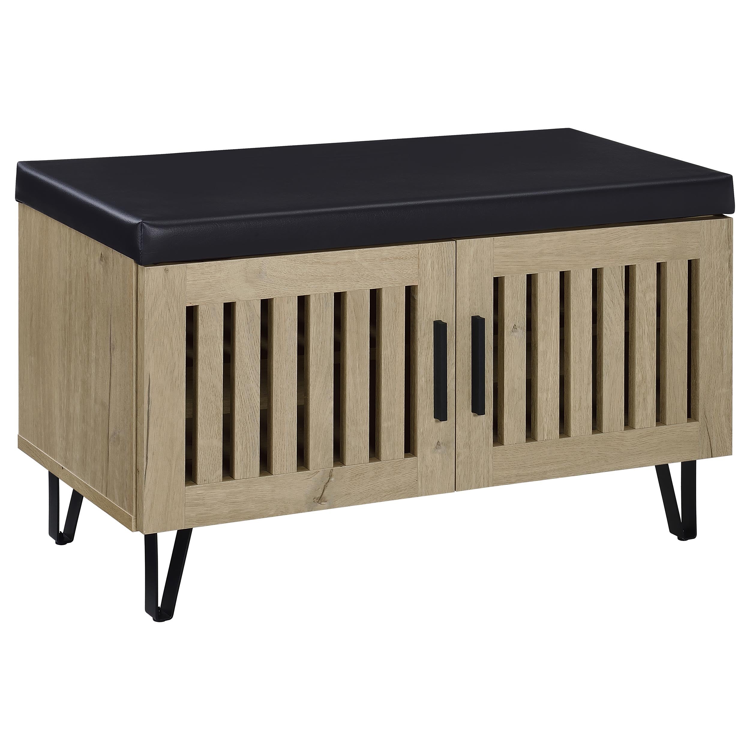 Brixton 2-door Padded Entryway Shoe Storage Bench White Oak — view 1