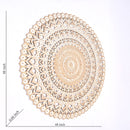 Floral Hand Carved Mandala Round Wall Decor - Brown / Antique White