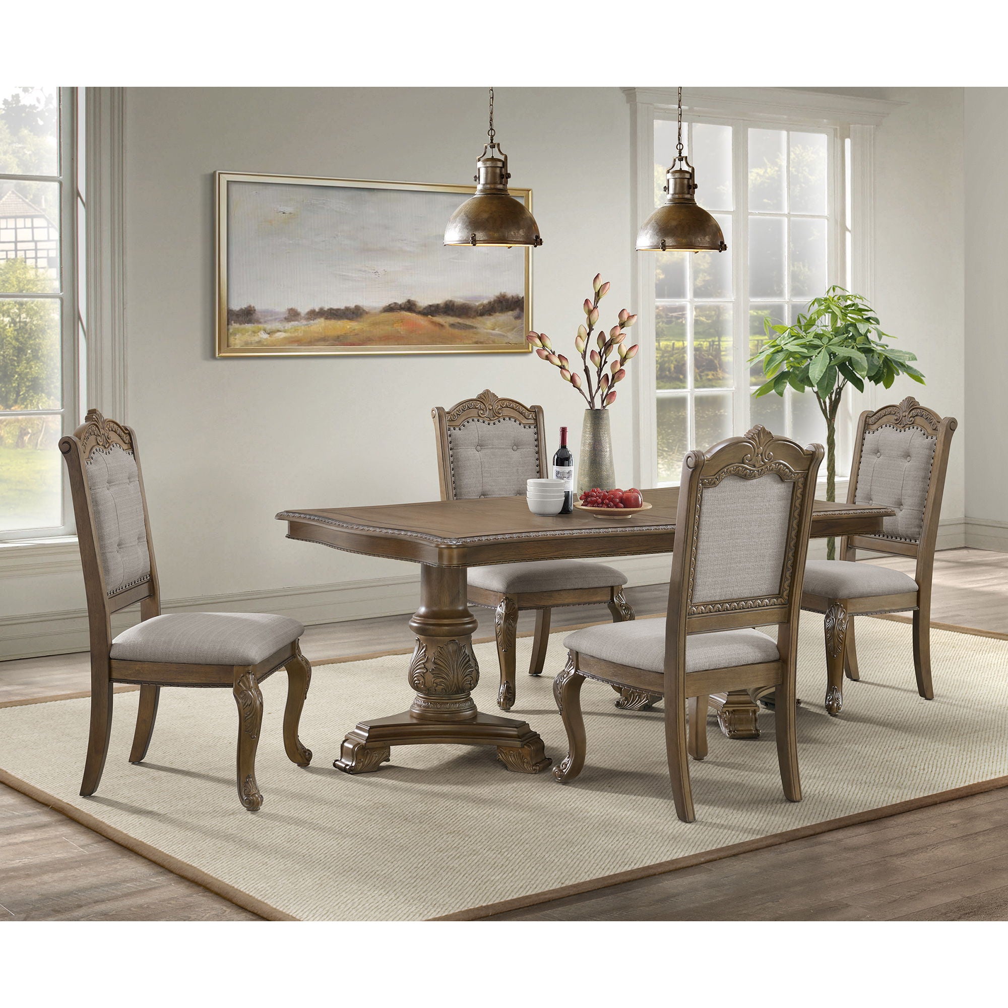 Madison Park Rectangular Dining Table With 2 Leaves in Walnut by Elements International, view 5