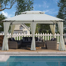 Outdoor Patio Gazebo Tent With Ventilated Double Roof And Sidewall