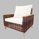 5 Piece Rattan Terrace Furniture Set, 7 Seats Cushions, High Footed Design