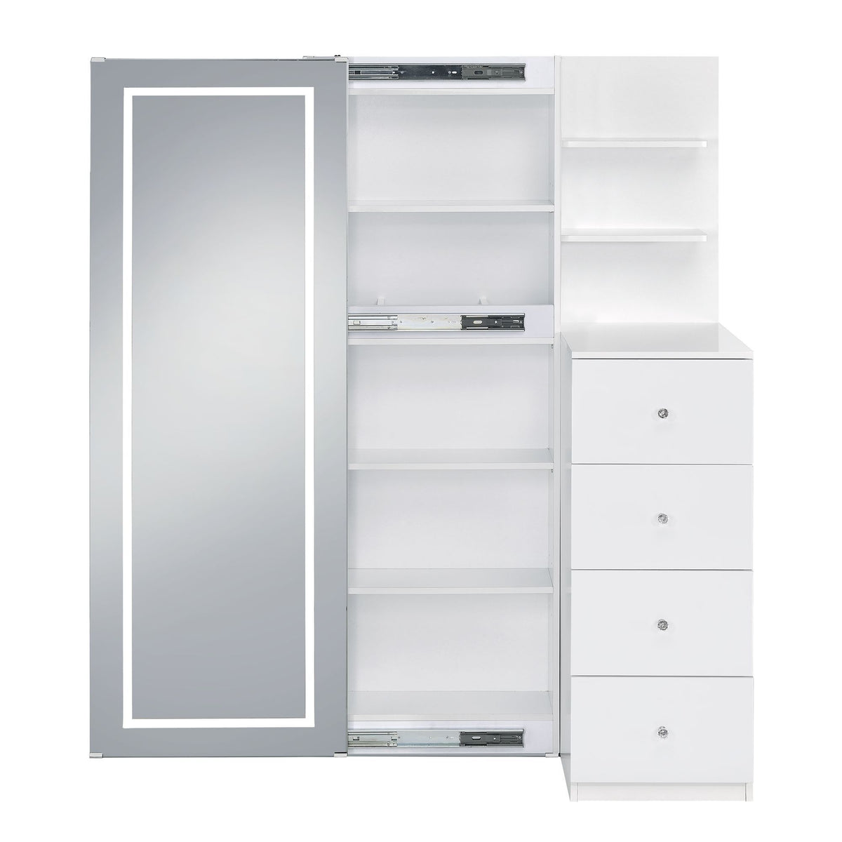 Vancouver Floor Mirror With Storage in White by Elements International, view 10