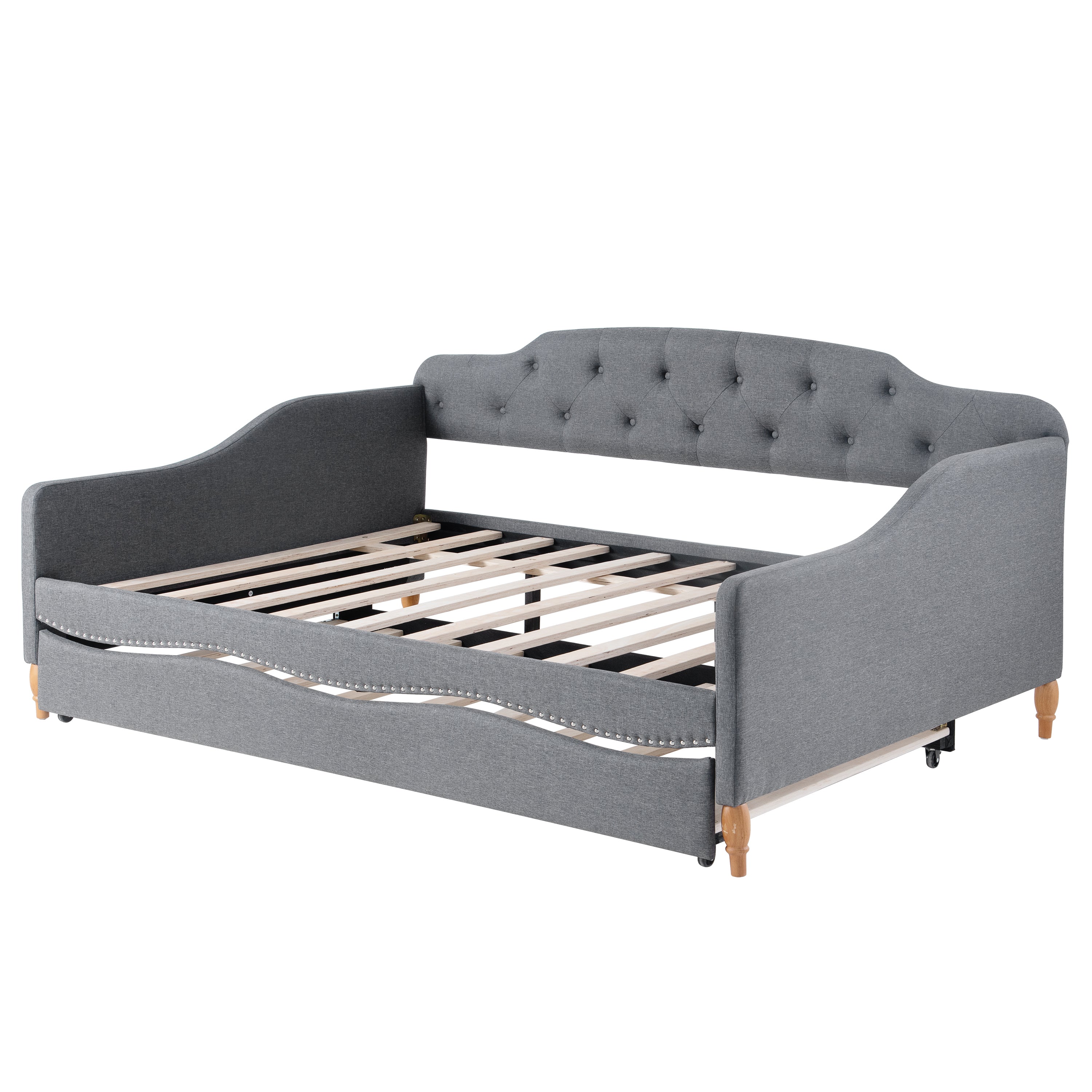 Full Size Vintage Upholstery Daybed with Trundle,Gray - Atlantic Fine Furniture Melbourne FL