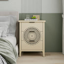 Hollow Carved 3 Drawer Cabinet Dresser Storage Chest With Metal Handles For Living Room Bedroom - Natural