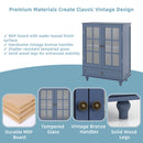 Minimalist Buffet Cabinet With Double Glass Doors And Drawer