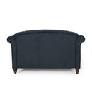 Upholstered Chaise Lounge With Scroll Arms, Turned Legs And 2 Pillows - Charcoal