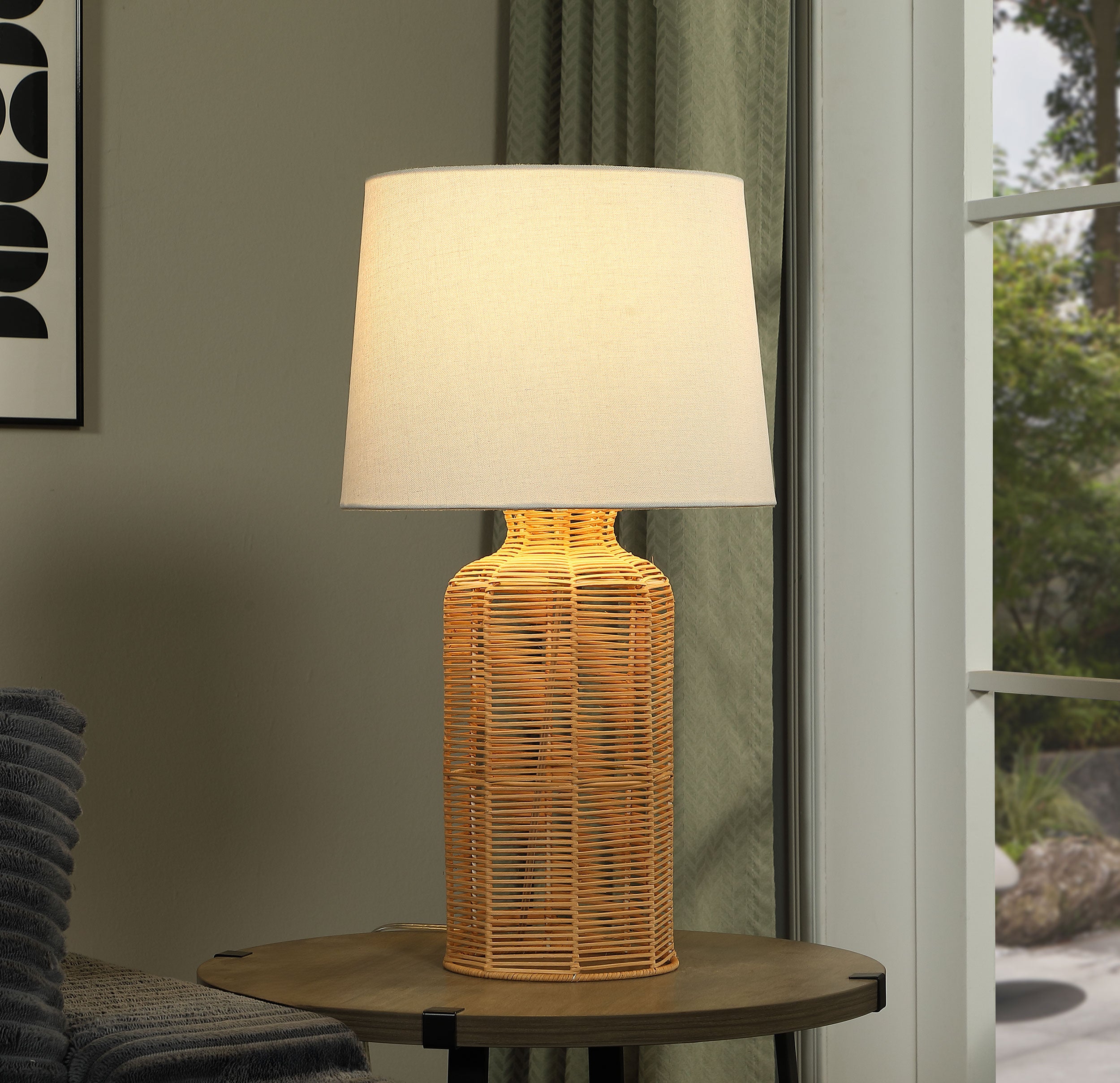 Nairobi Empire Shade Handwoven Rattan Table Lamp Natural — view 2