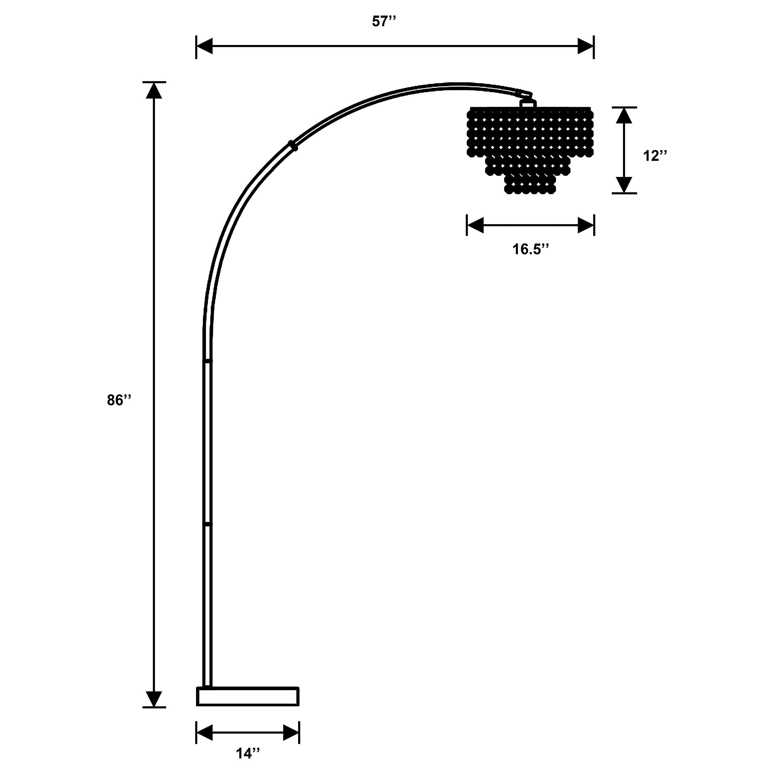 Shirley 86-inch Hanging Crystal Arc Metal Floor Lamp Chrome — view 3
