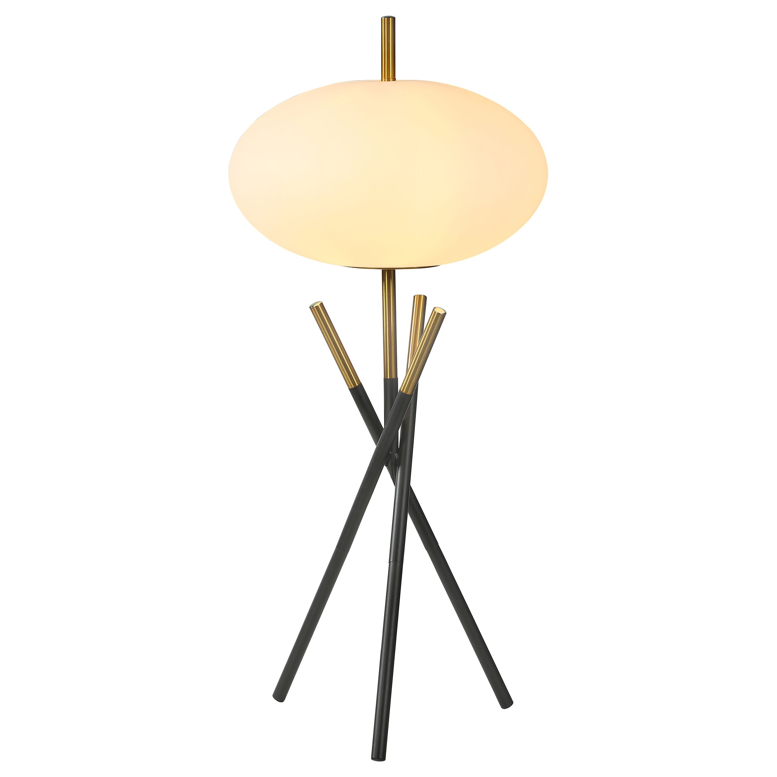 Layton White Orb Shade Tripod Table Lamp Black — view 3