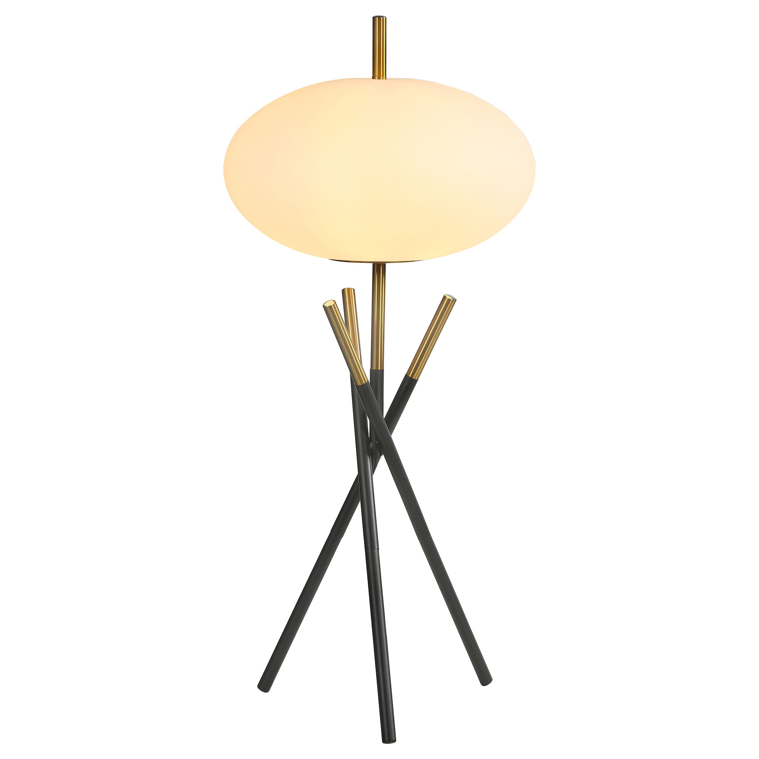 Layton White Orb Shade Tripod Table Lamp Black — view 5