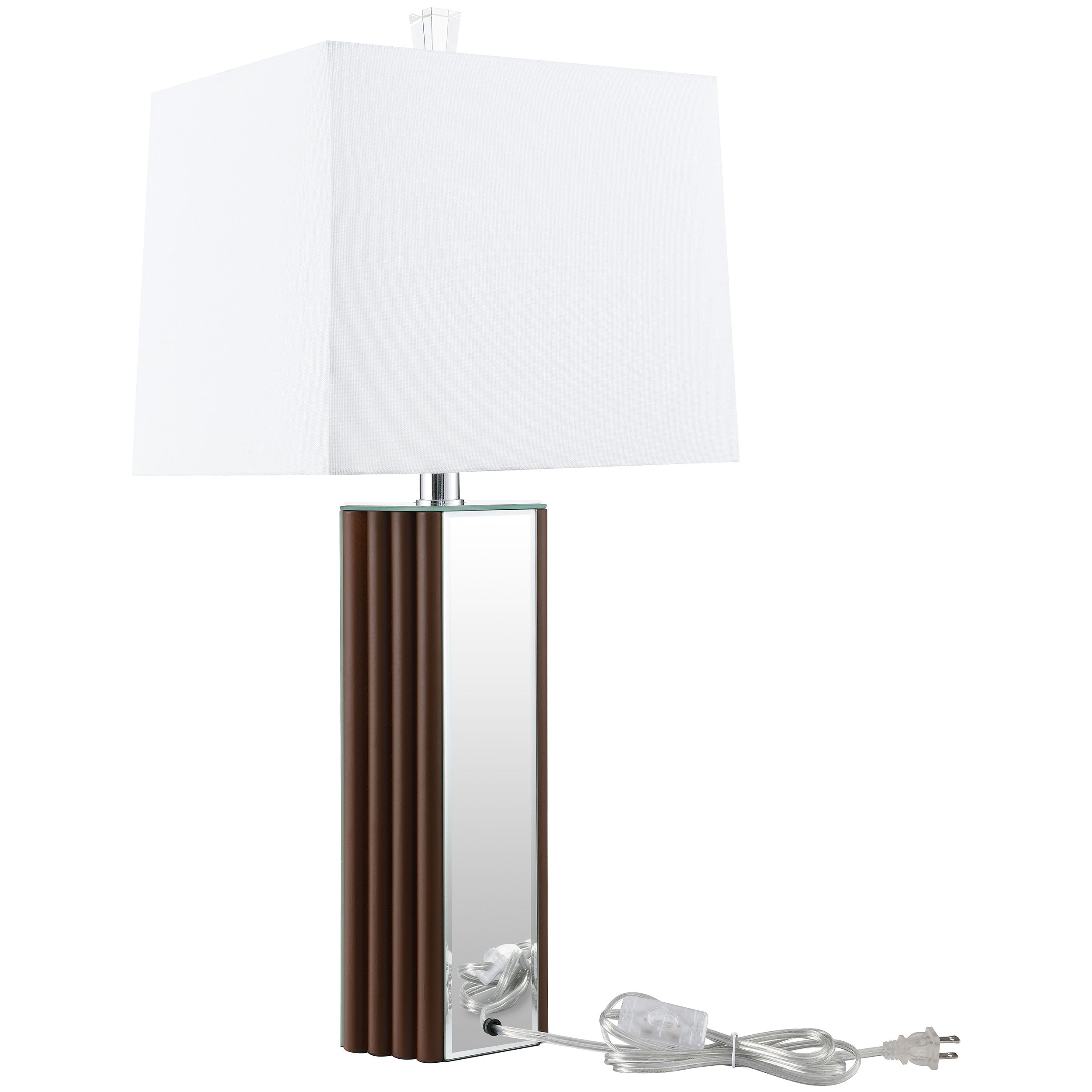 Elena 30-inch Square Tapered Mirrored Table Lamp Brown — view 6